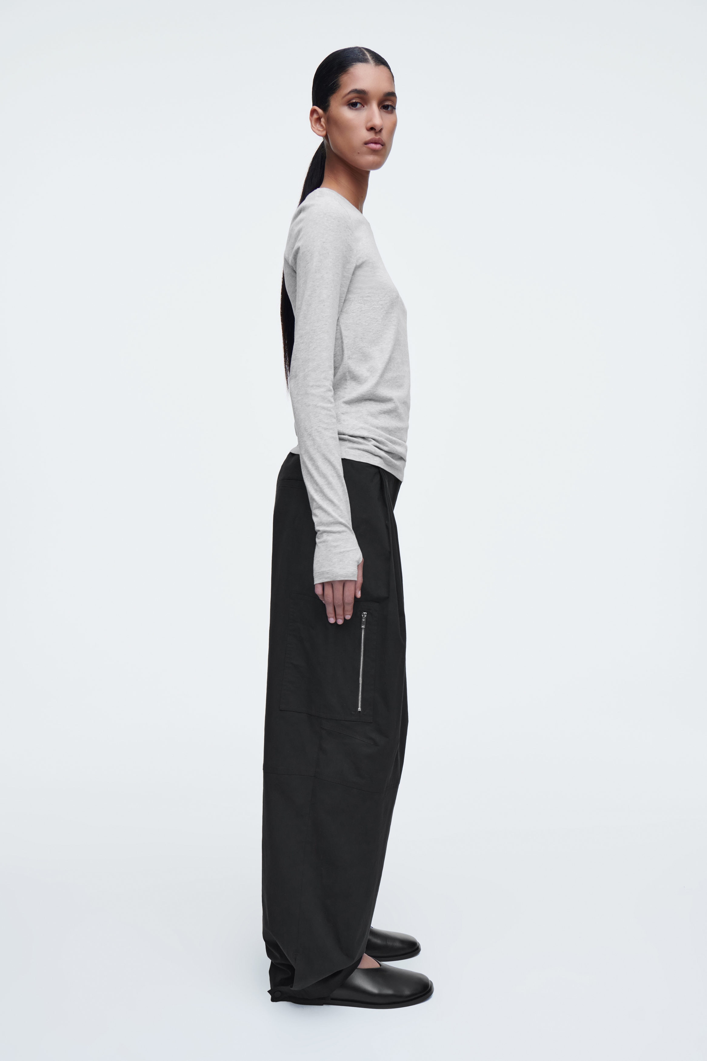 ★SIO★COLLAR LONG SLEEVE TOP [GREY]★正規品/韓国送料込 Sheer Collar Top Grey | NA-KD