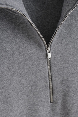 MOCK-NECK HALF-ZIP KNITTED SWEATER — GRAY MÉLANGE 7