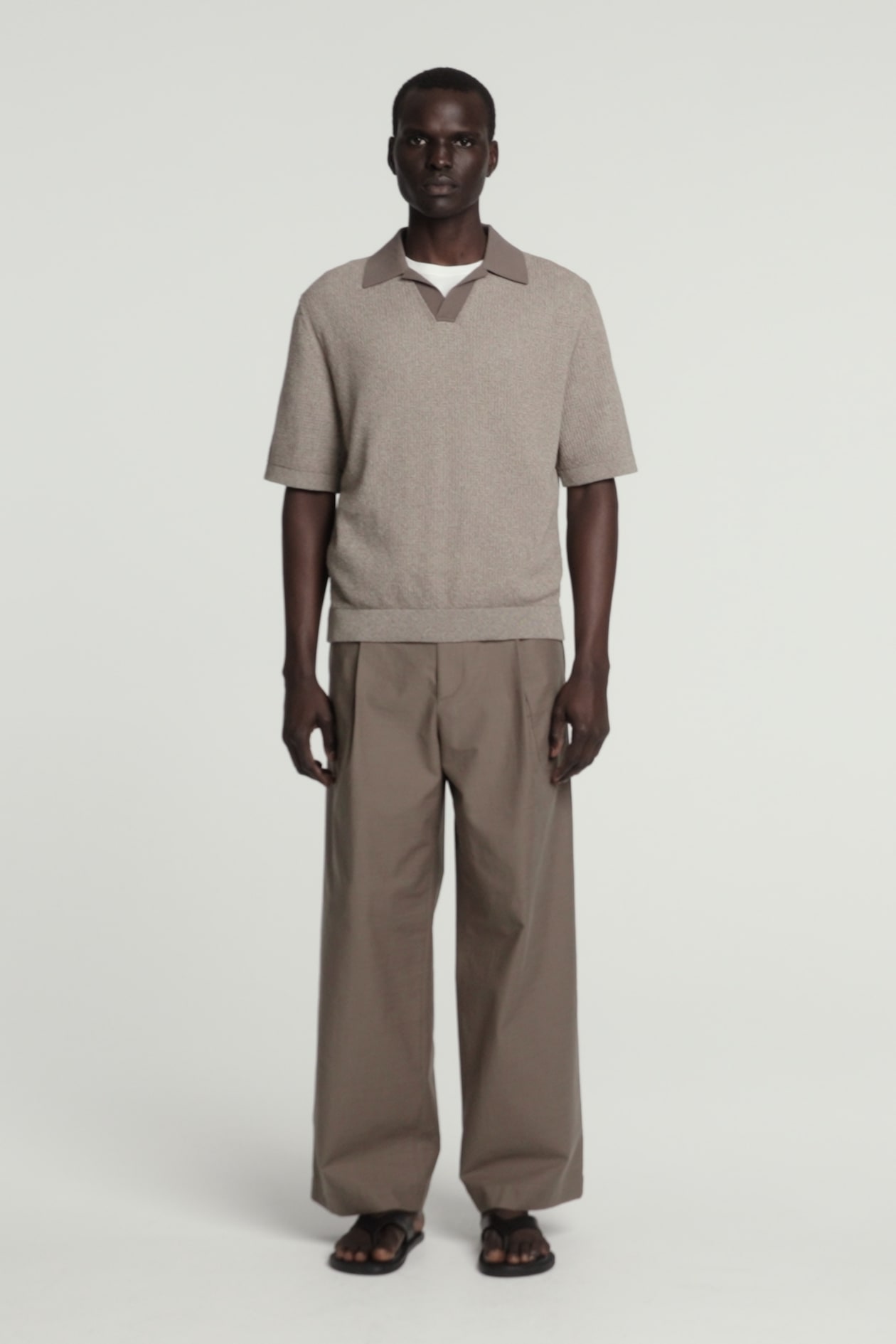 WIDE-LEG COTTON-TWILL TROUSERS