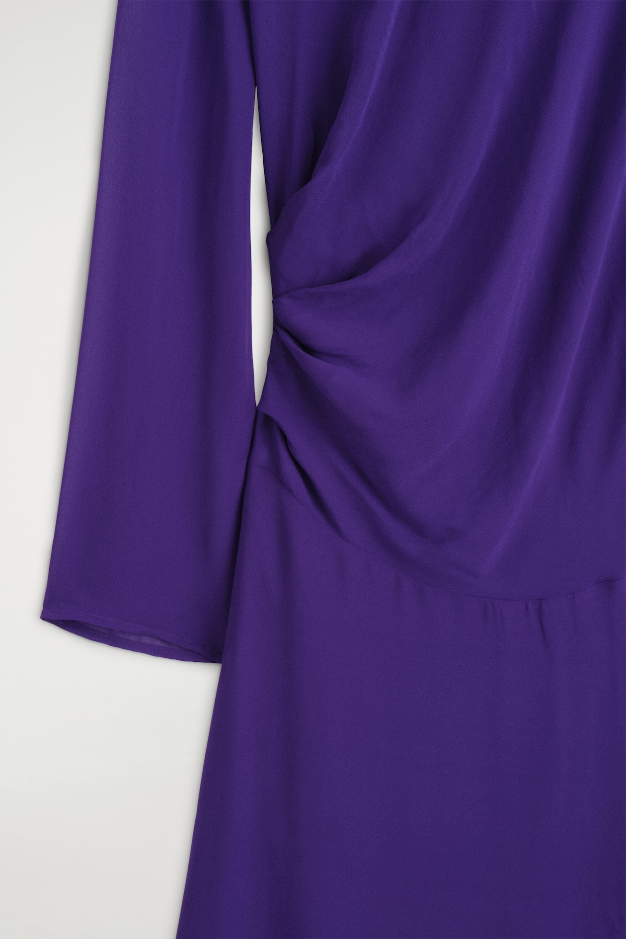 DRAPED TURTLENECK MAXI DRESS — PURPLE