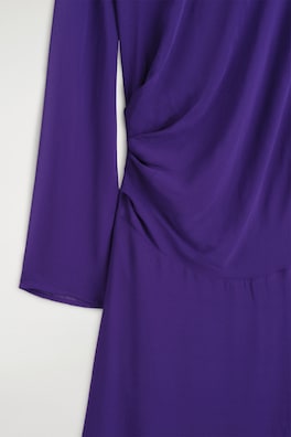 DRAPED TURTLENECK MAXI DRESS — PURPLE 6