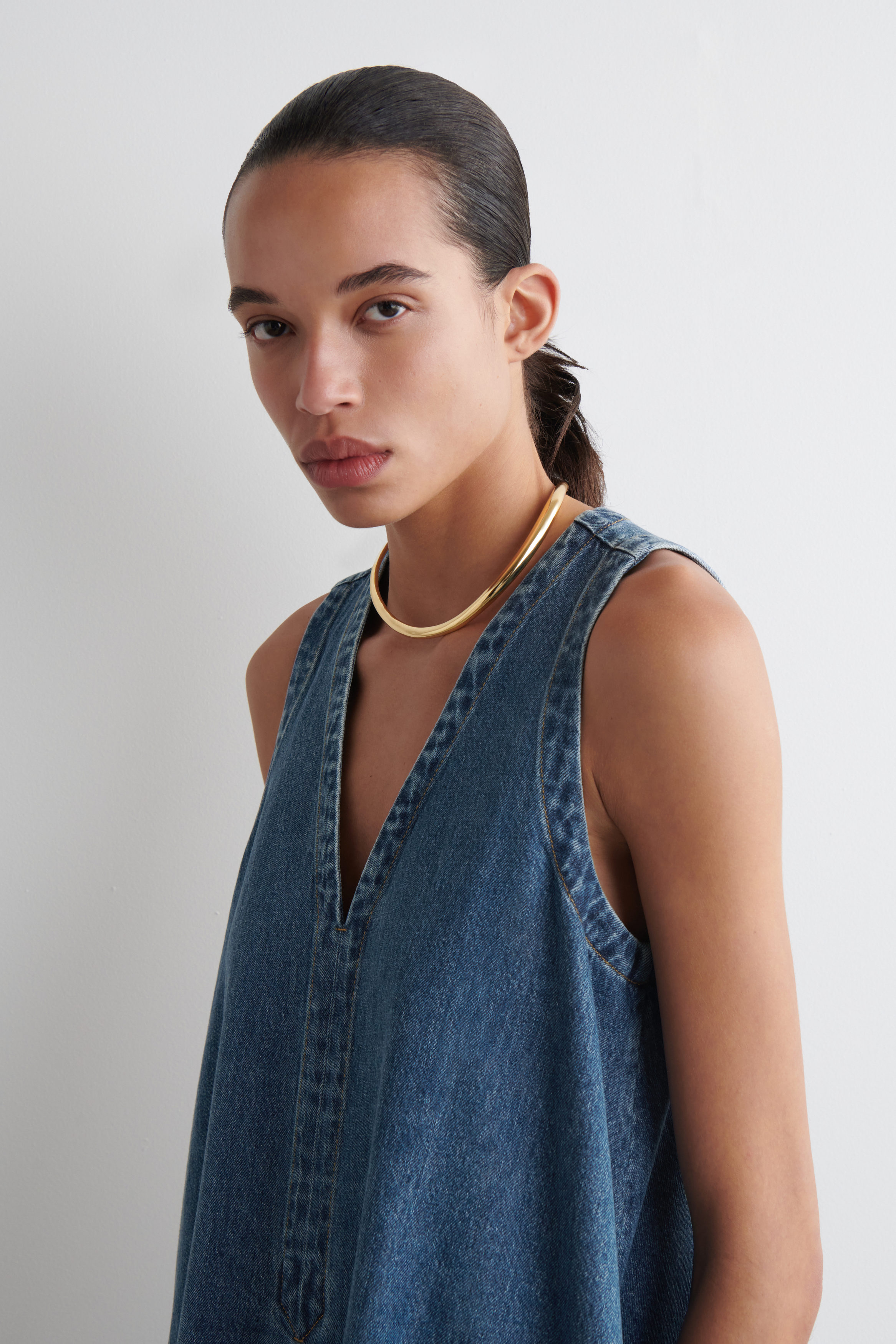 searoomlynn AラインDenimホルターベスト ブルー searoomlynn AラインDenimホルターベスト ブルー トップス