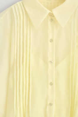 SHEER PINTUCKED SHIRT — YELLOW 5