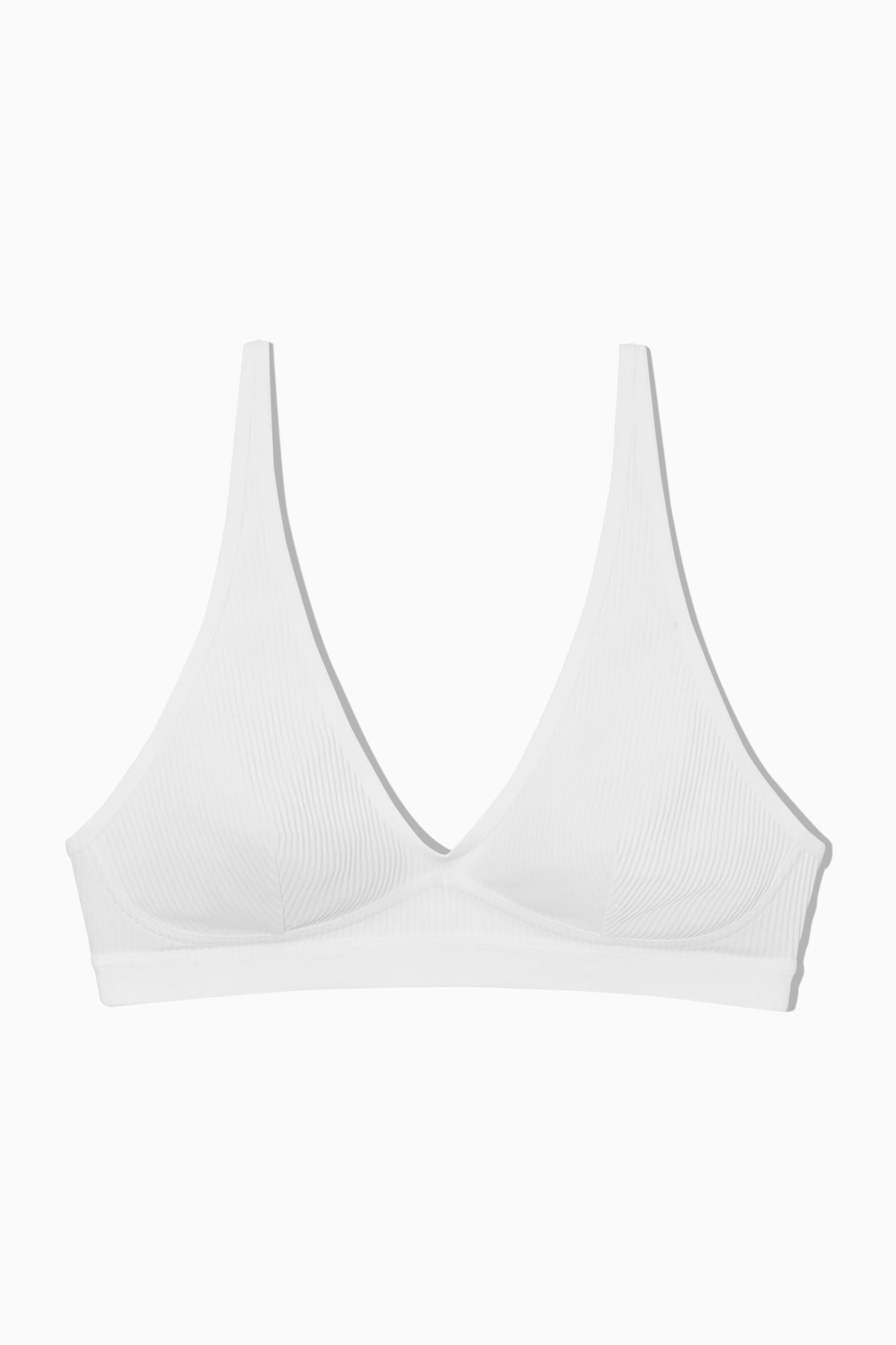 Se større billede: CONTOURING RIBBED TRIANGLE BRA - WHITE - DAME | H&M DK 1