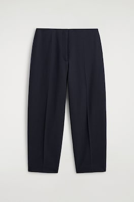 WOOL-BLEND BARREL-LEG TROUSERS — NAVY 7
