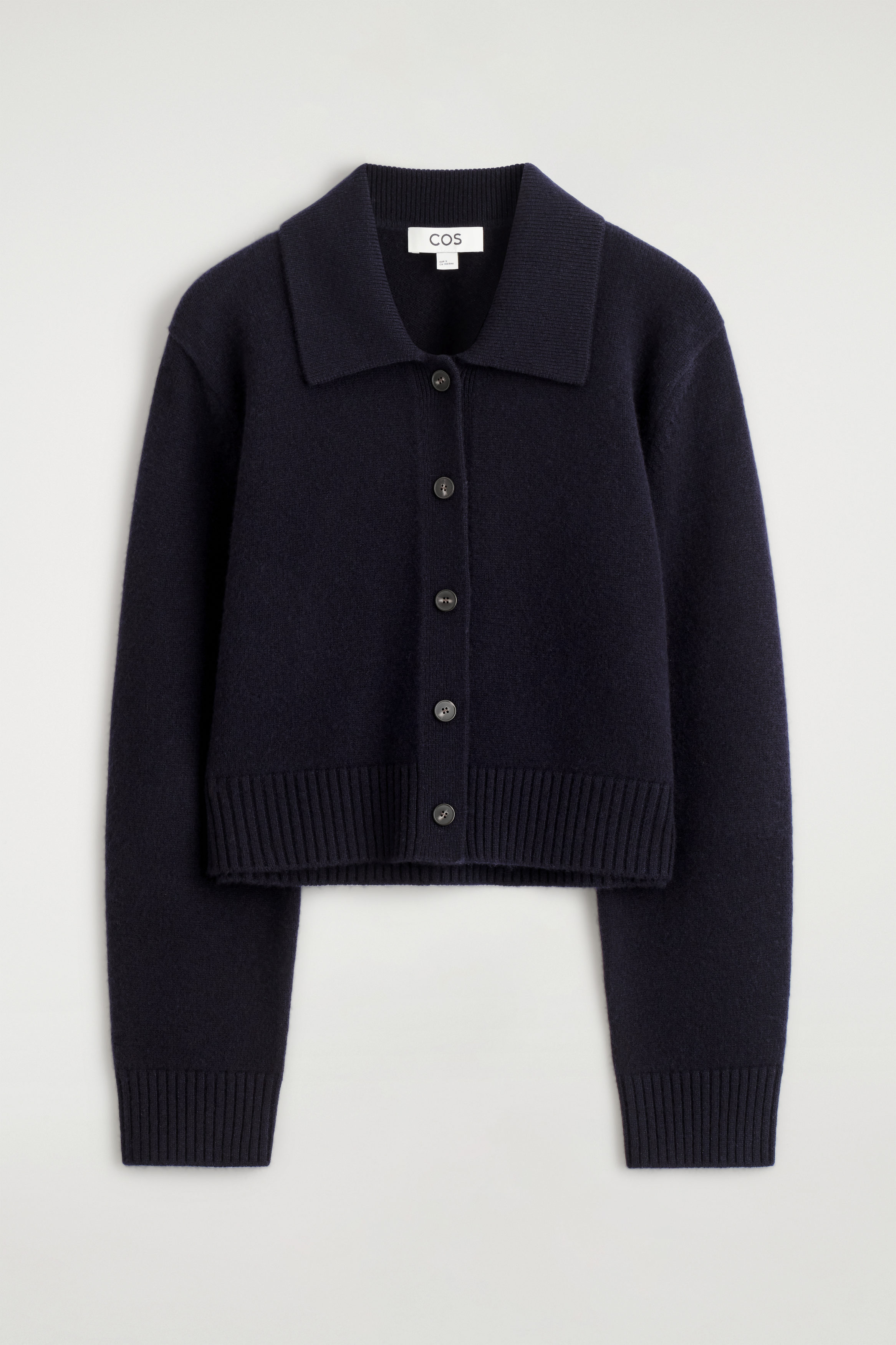 COS カーディガン COLLARED MERINO WOOL CARDIGAN - NAVY | COS US