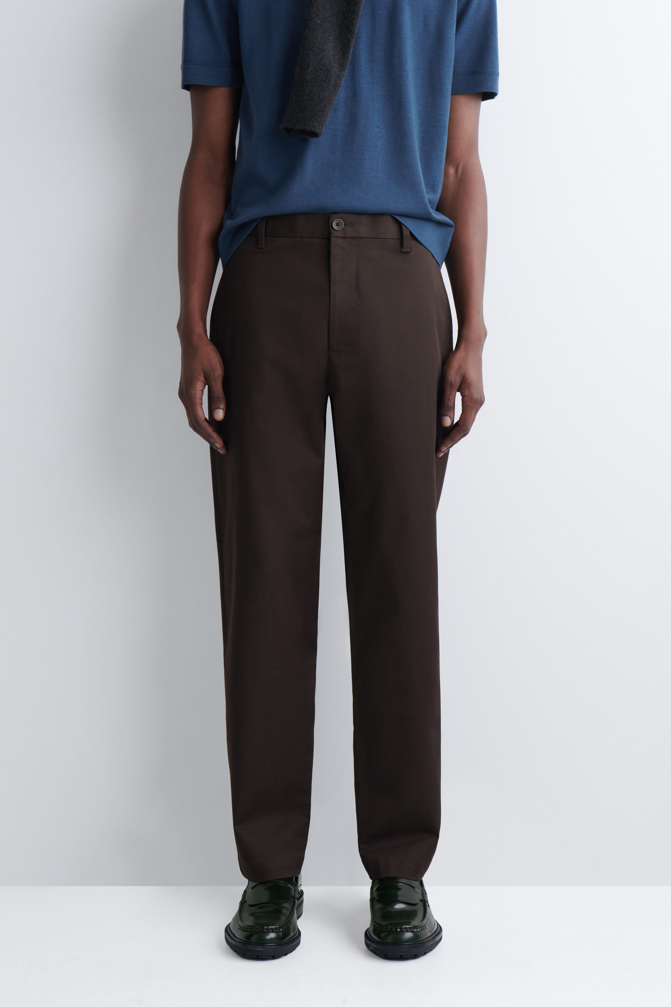 COTTON SLIM-FIT STRAIGHT-LEG CHINOS - BROWN | COS US