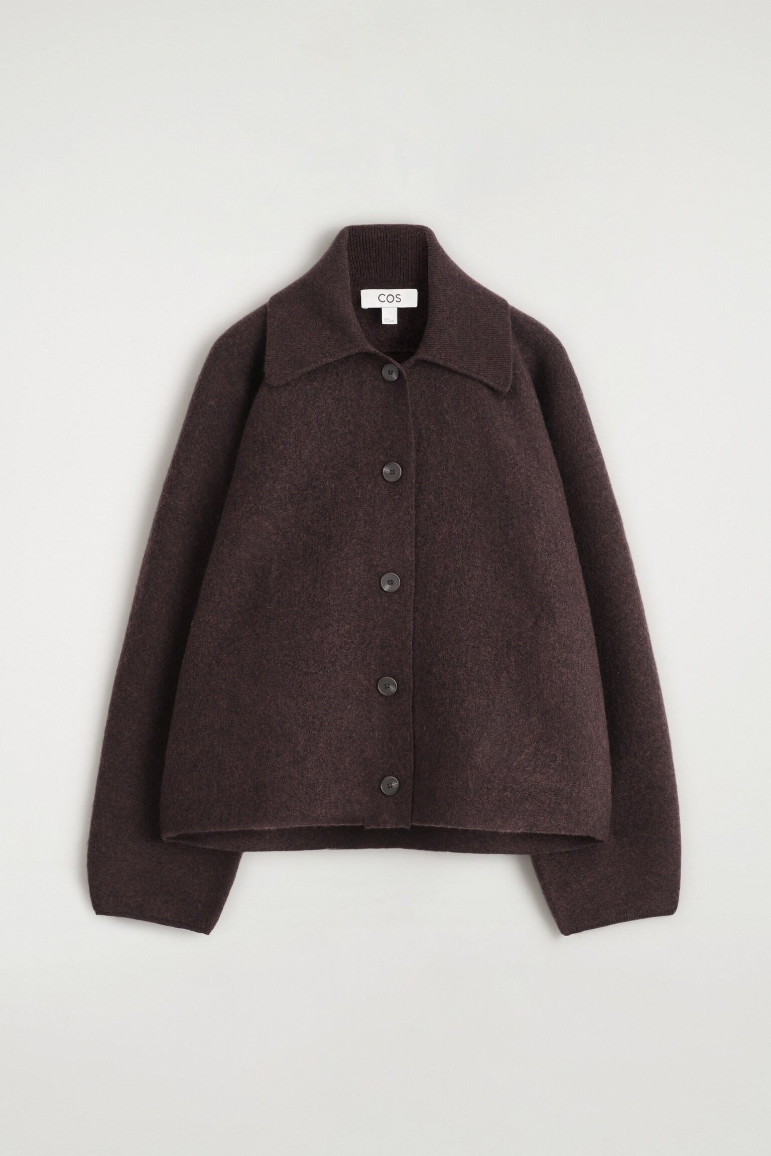 VESTE COURTE SCULPTÉE EN LAINE MÉRINOS - BRUN FONCÉ/GRIS CHINÉ/BEIGE / CARREAUX - 2