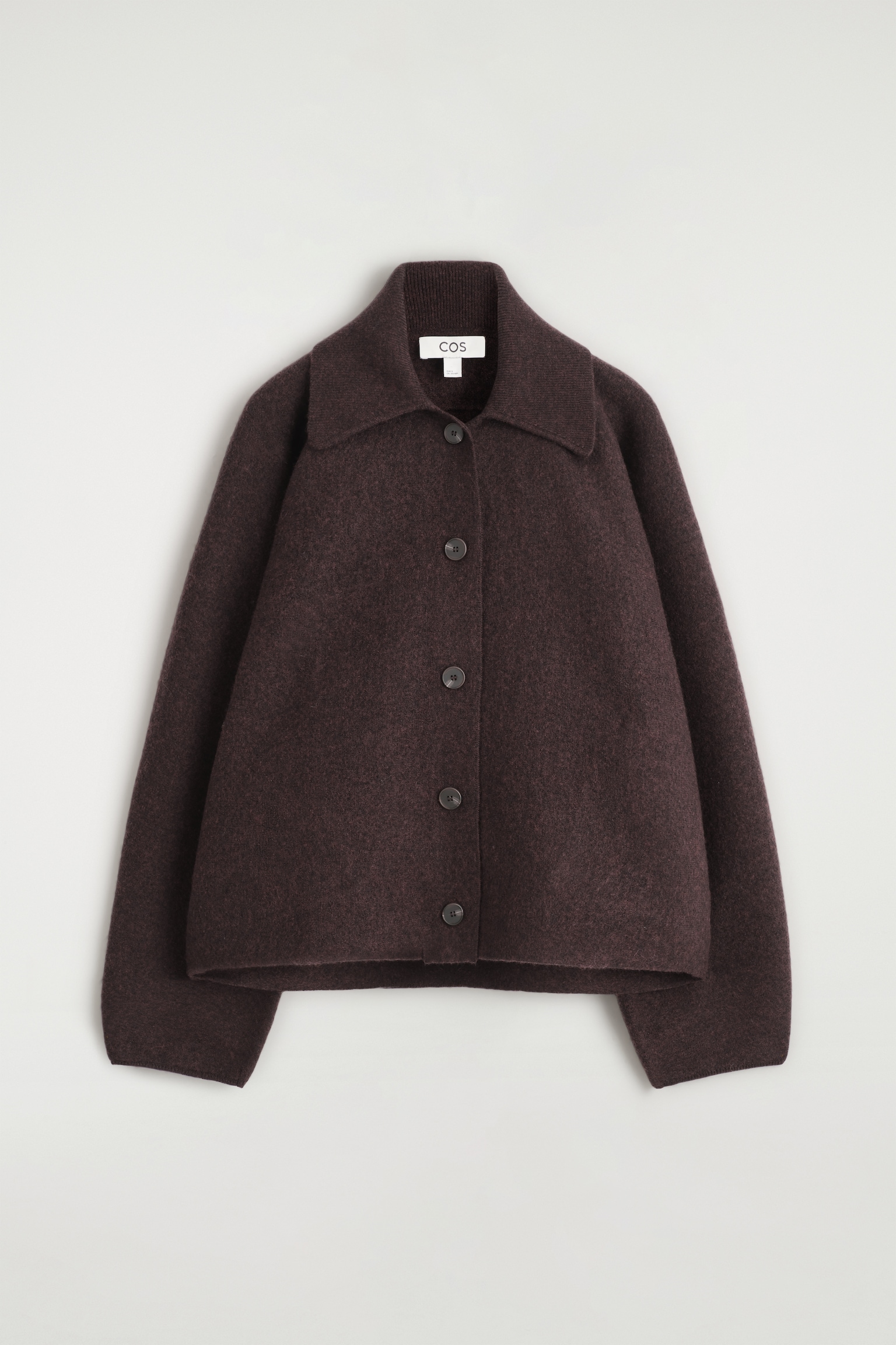 VESTE STRUCTURÉE EN LAINE MÉRINOS - BRUN FONCÉ/GRIS CHINÉ - 2
