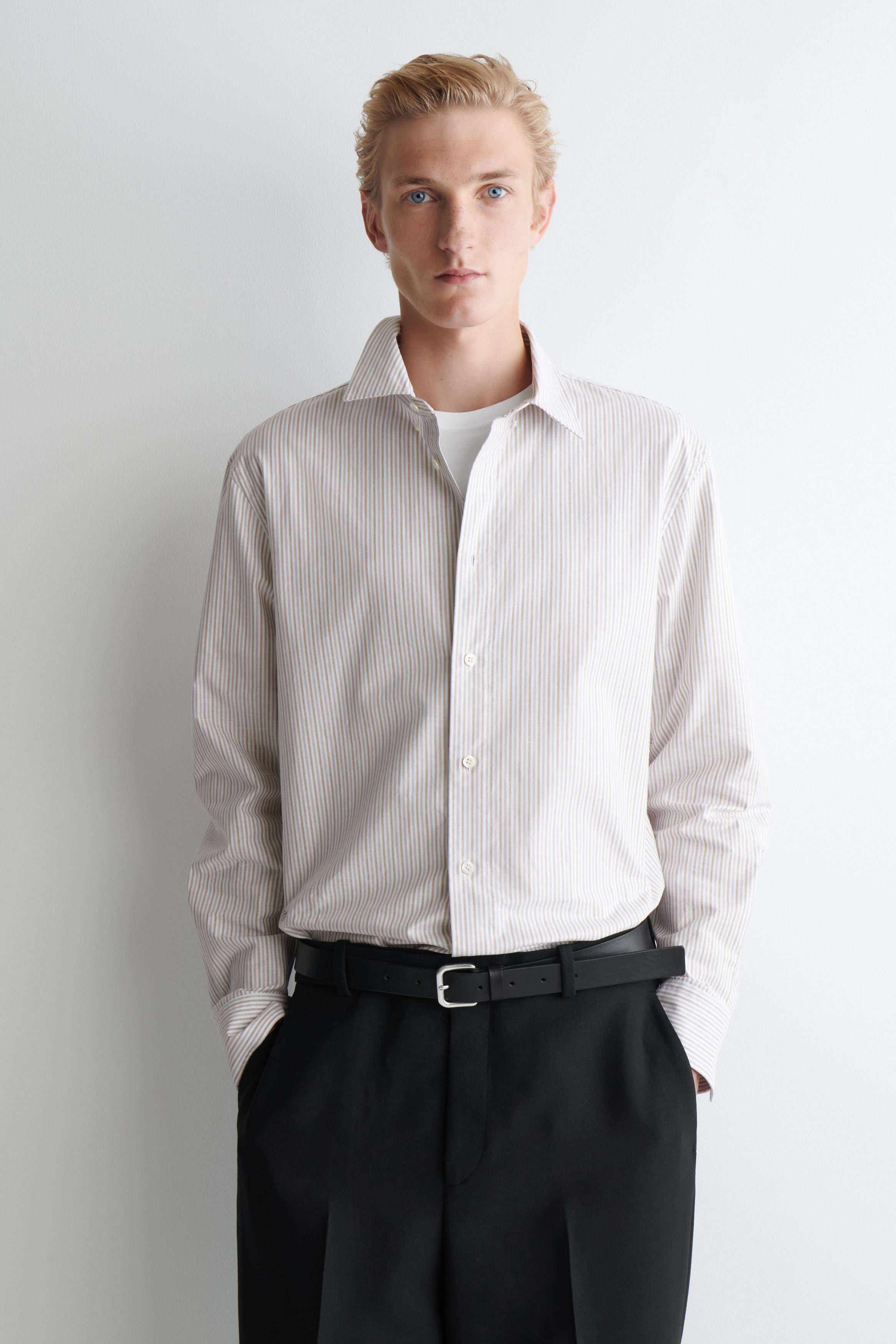 シャツ IONSEOUL Pleddy Louis Natural Stripe Shirt (2color) COTTON OXFORD SHIRT - BEIGE / WHITE / STRIPED | COS