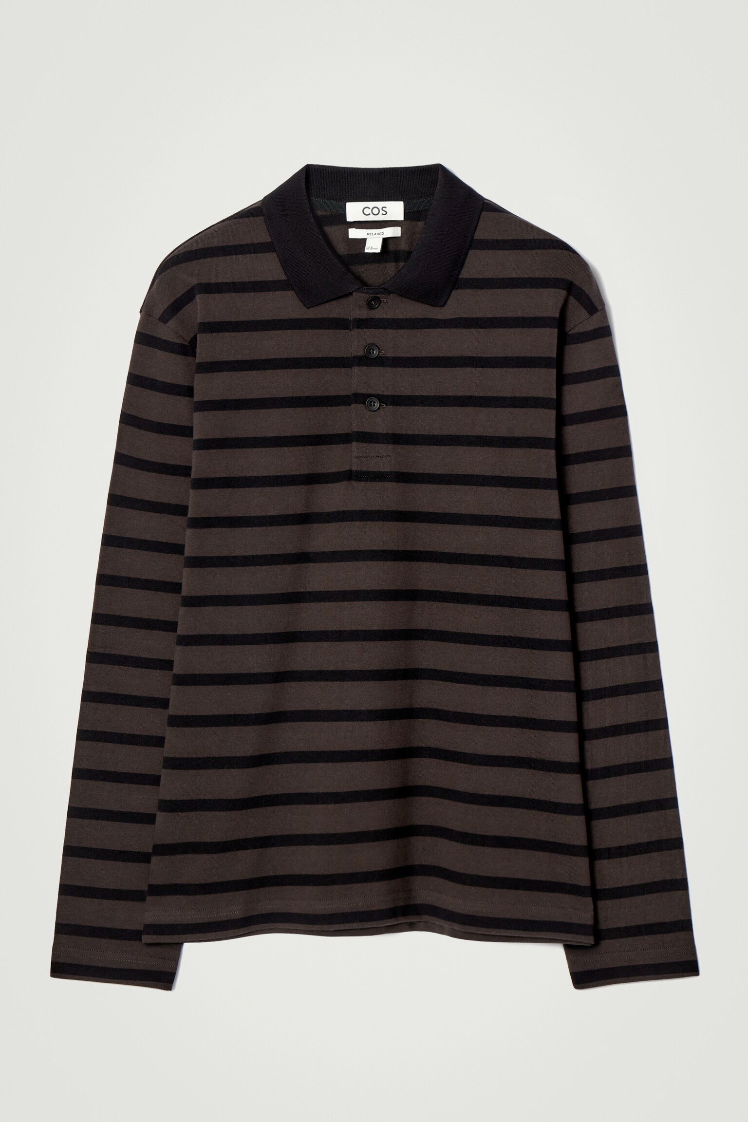STRIPED LONG-SLEEVED POLO SHIRT - BROWN / BLACK/ECRU / BLACK - 2