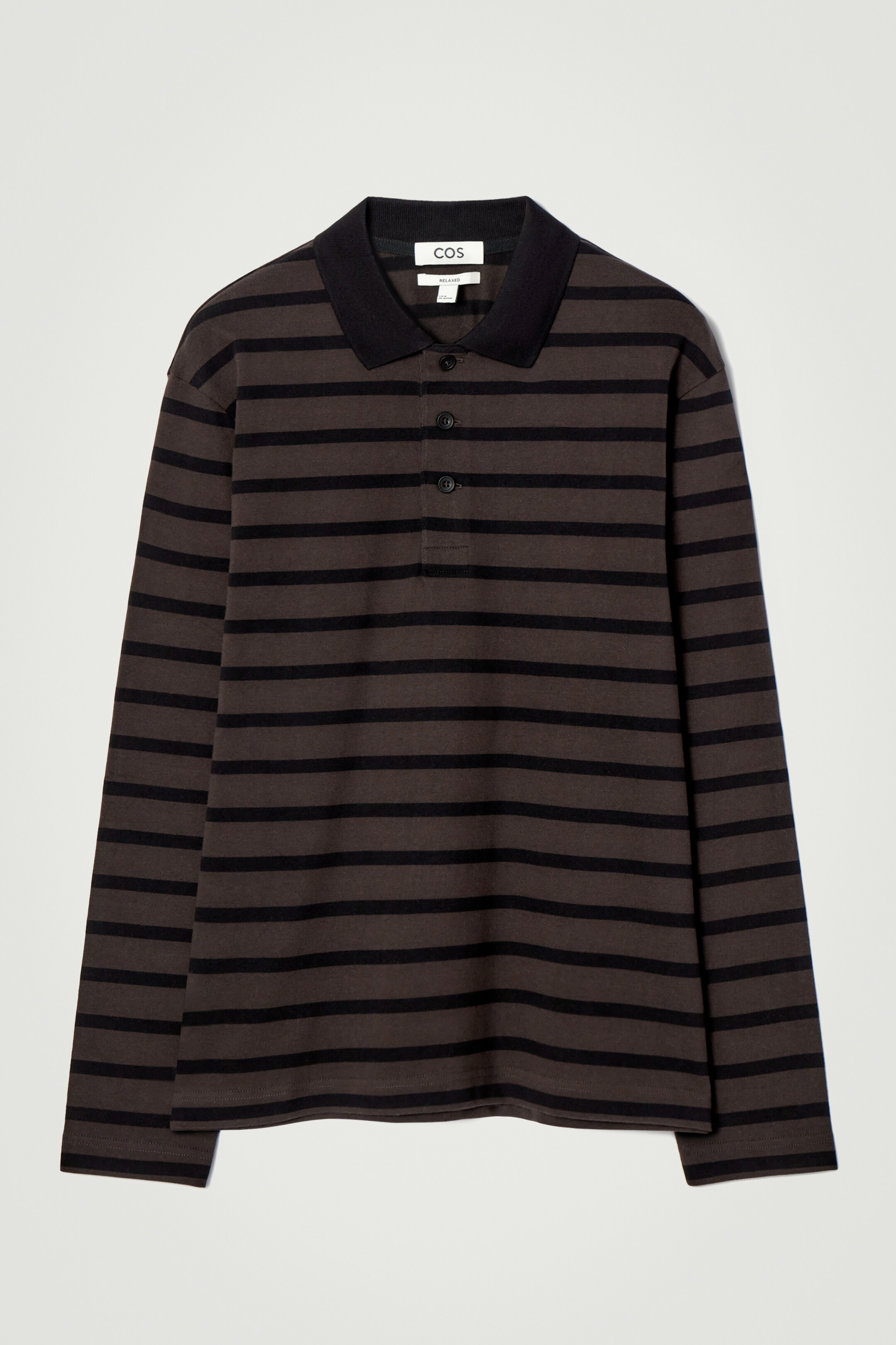 View larger image: STRIPED LONG-SLEEVED POLO SHIRT - BROWN / BLACK - Men | H&M GB 7