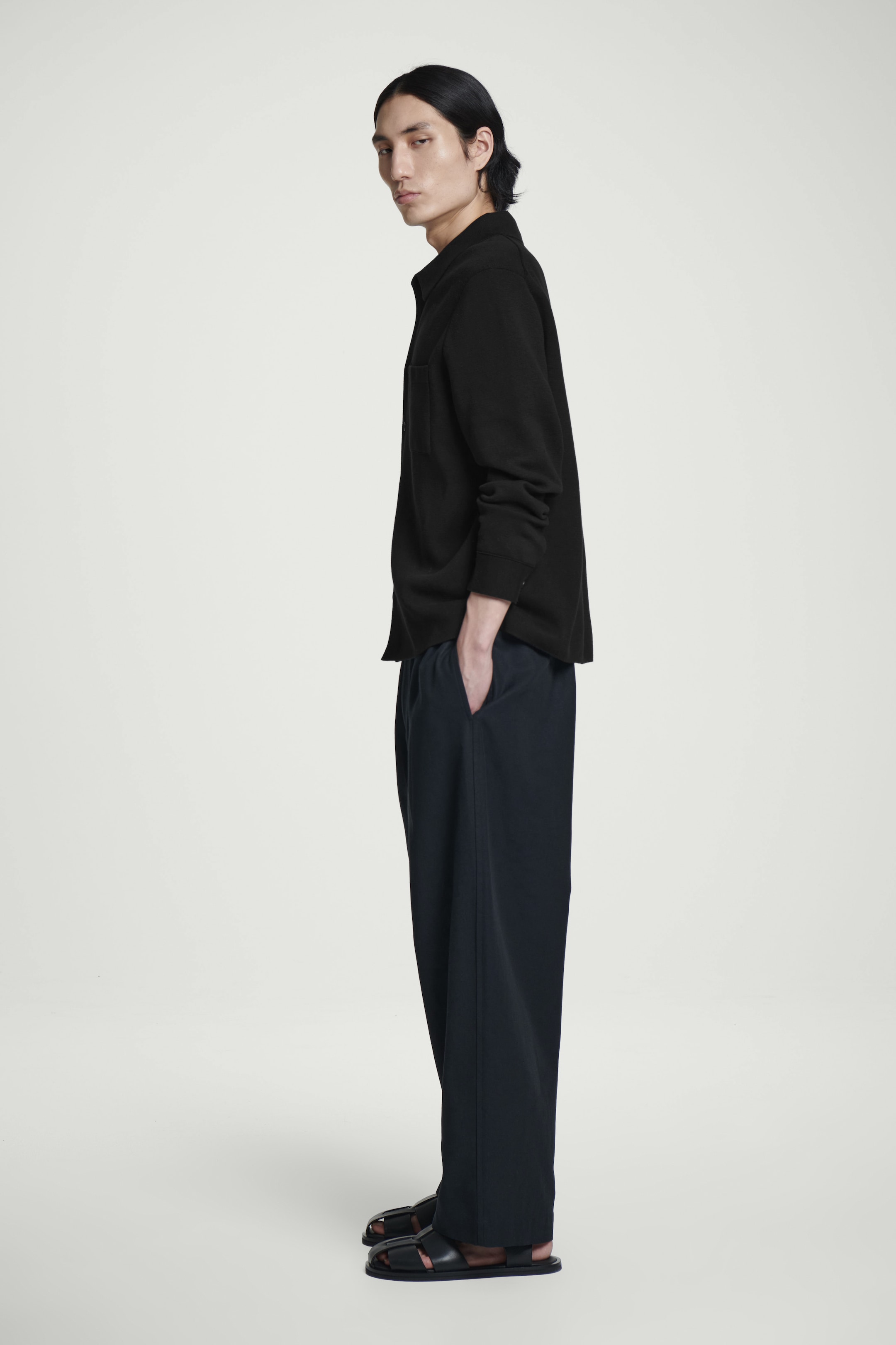 View larger image: MILANO-KNIT COTTON SHIRT - BLACK - Men | H&M GB 3