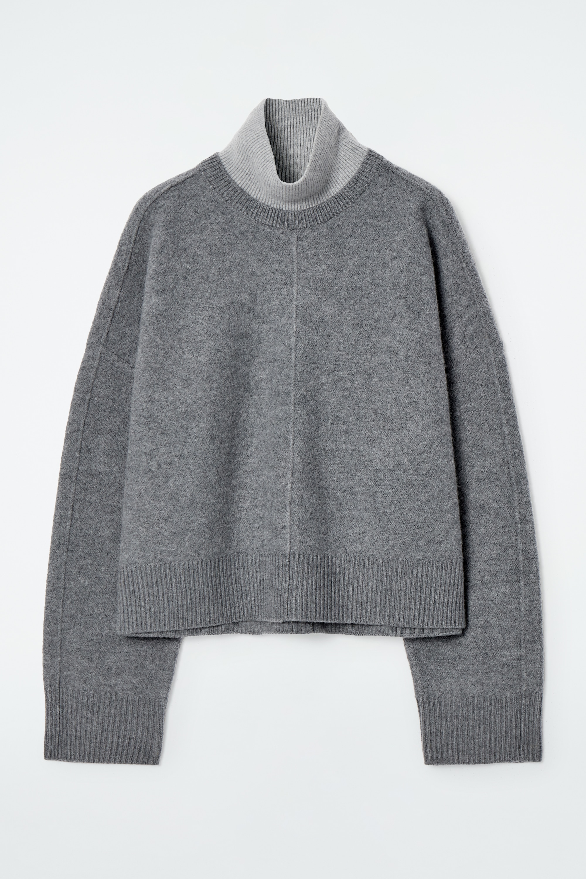 PULOVER STRATIFICAT DIN LÂNĂ CU BLOCAJE DE CULOARE - GRI