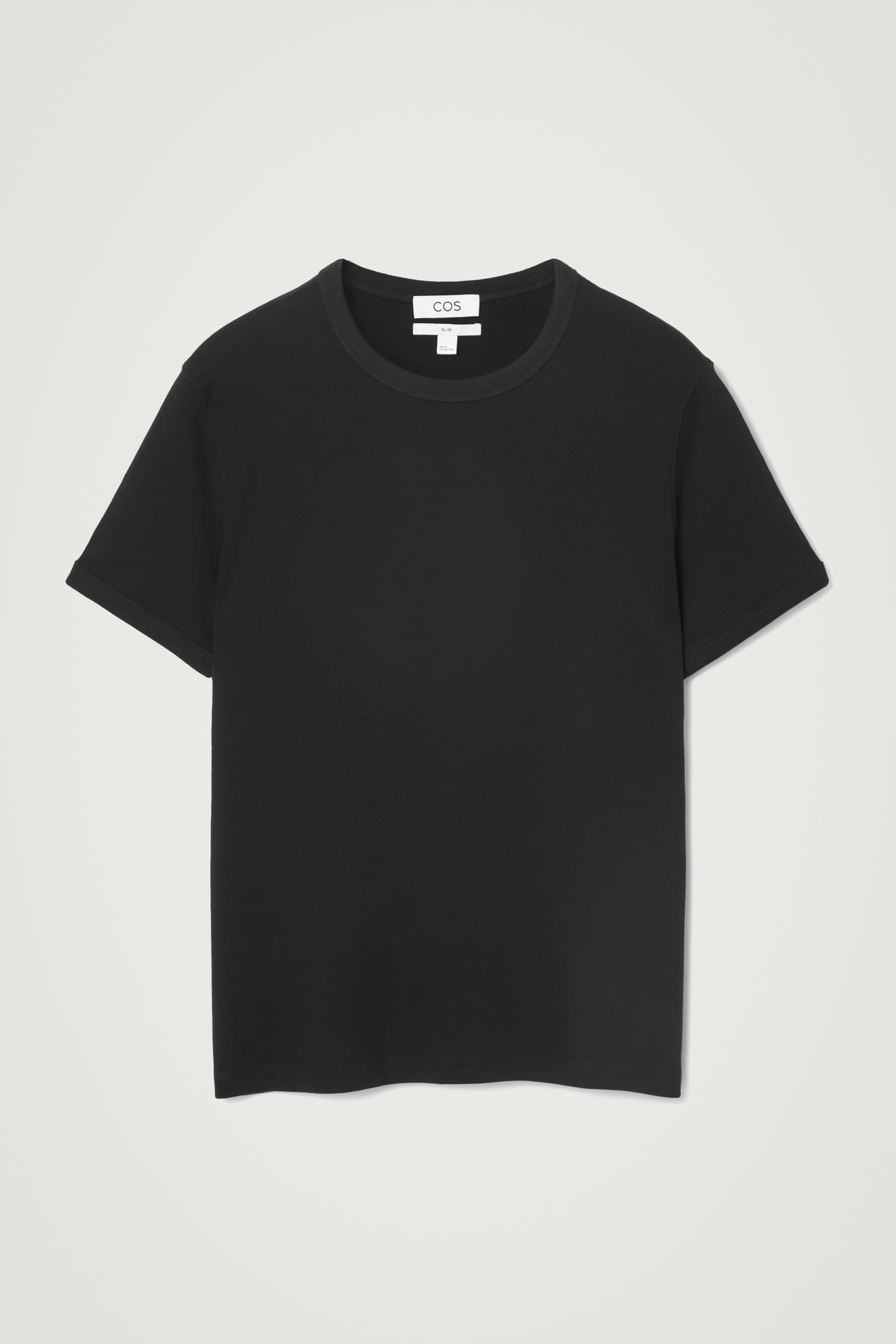 SLIM RIBBED COTTON T-SHIRT - BLACK/WHITE/CHARCOAL/DARK KHAKI/LIGHT GREY/KHAKI/NAVY