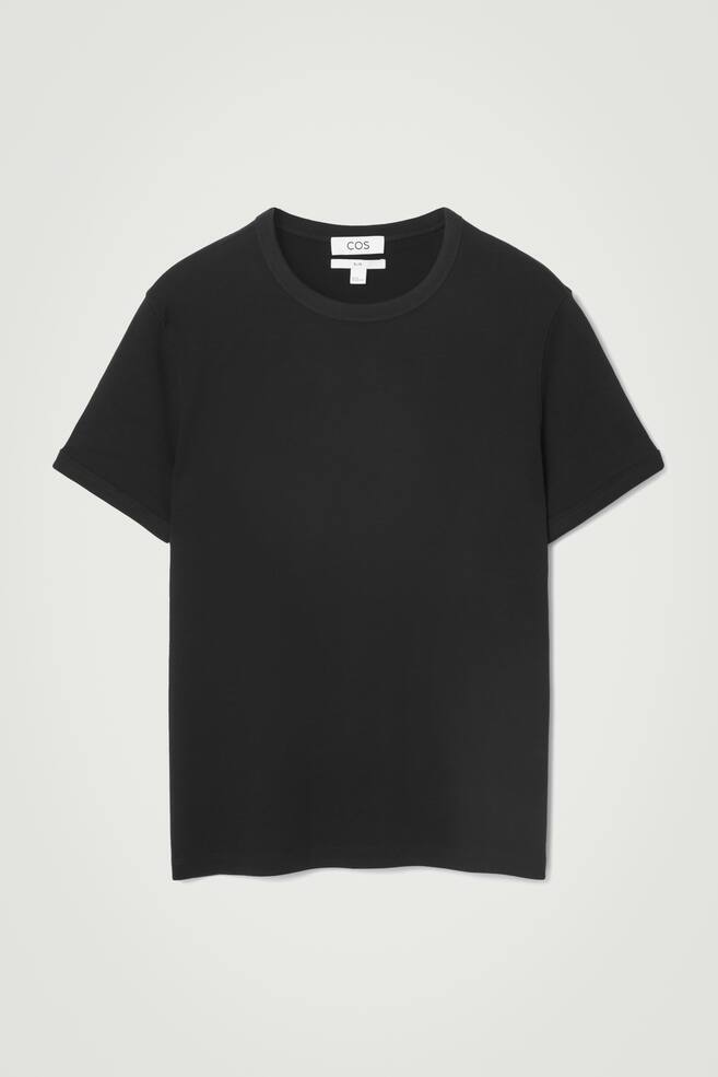 SCHMAL GESCHNITTENES GERIPPTES BAUMWOLL-T-SHIRT - SCHWARZ/NAVYBLAU/ANTHRAZIT/WEISS/Hellgrau/DUNKELGRAU/KHAKI/BRAUN/DUNKLES KHAKI - 1