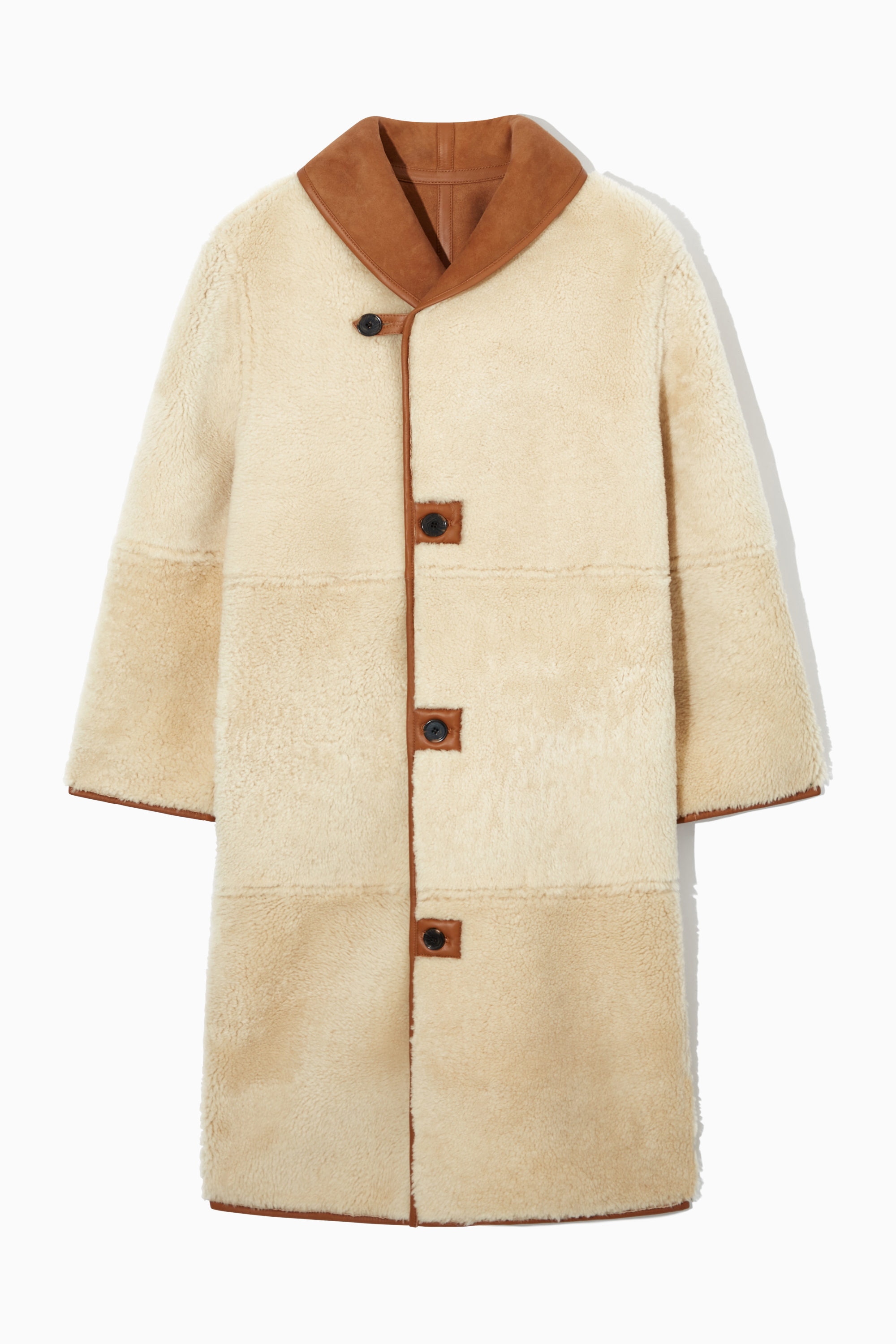 OVERSIZED REVERSIBLE SHEARLING COAT - BROWN / CREAM | COS
