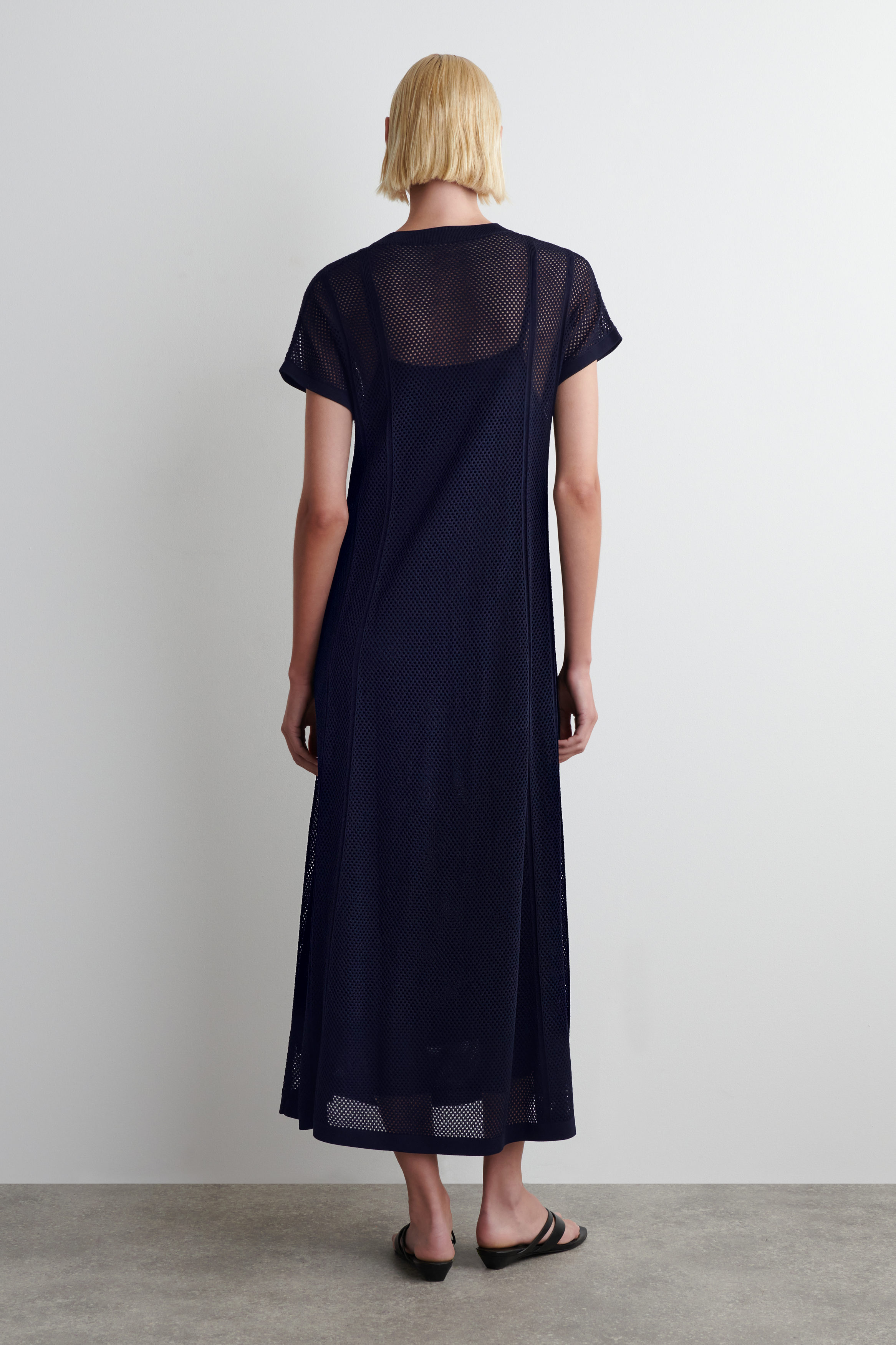 POINTELLE-KNIT COTTON MAXI DRESS - NAVY | COS US POINTELLE-KNIT COTTON MAXI DRESS - NAVY | COS US