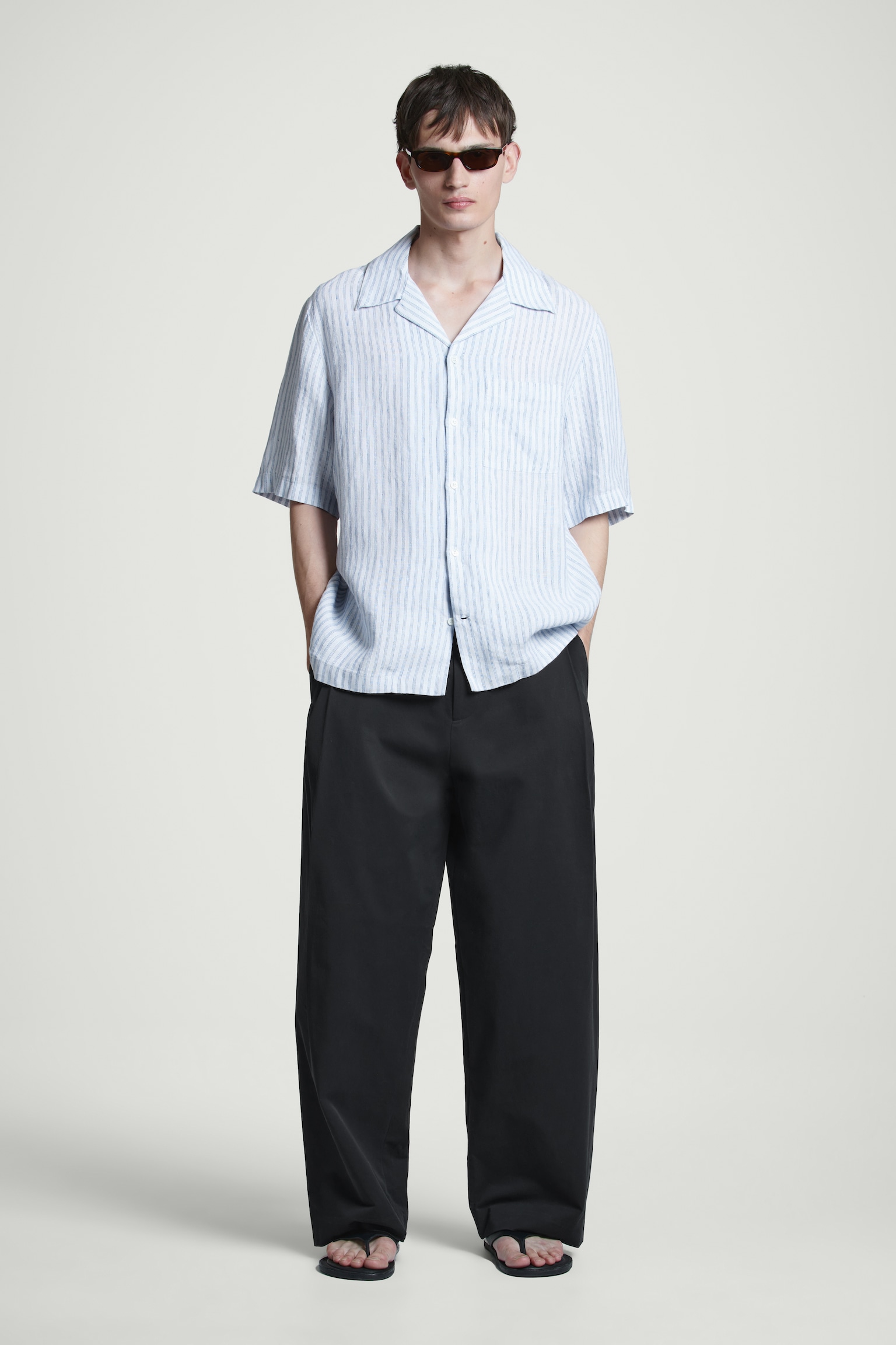 CAMICIA CON COLLETTO APERTO - BIANCO / BLU / RIGHE/COBALTO/AZZURRO - 4
