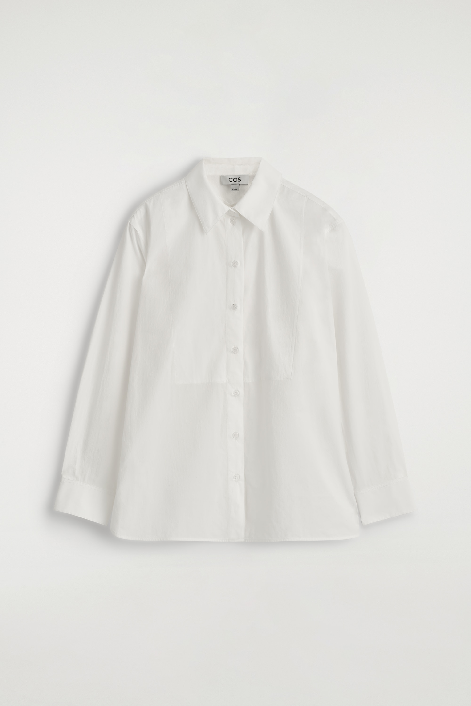 CHEMISE À COL SUPERPOSÉ EN COTON PIMA - BLANC