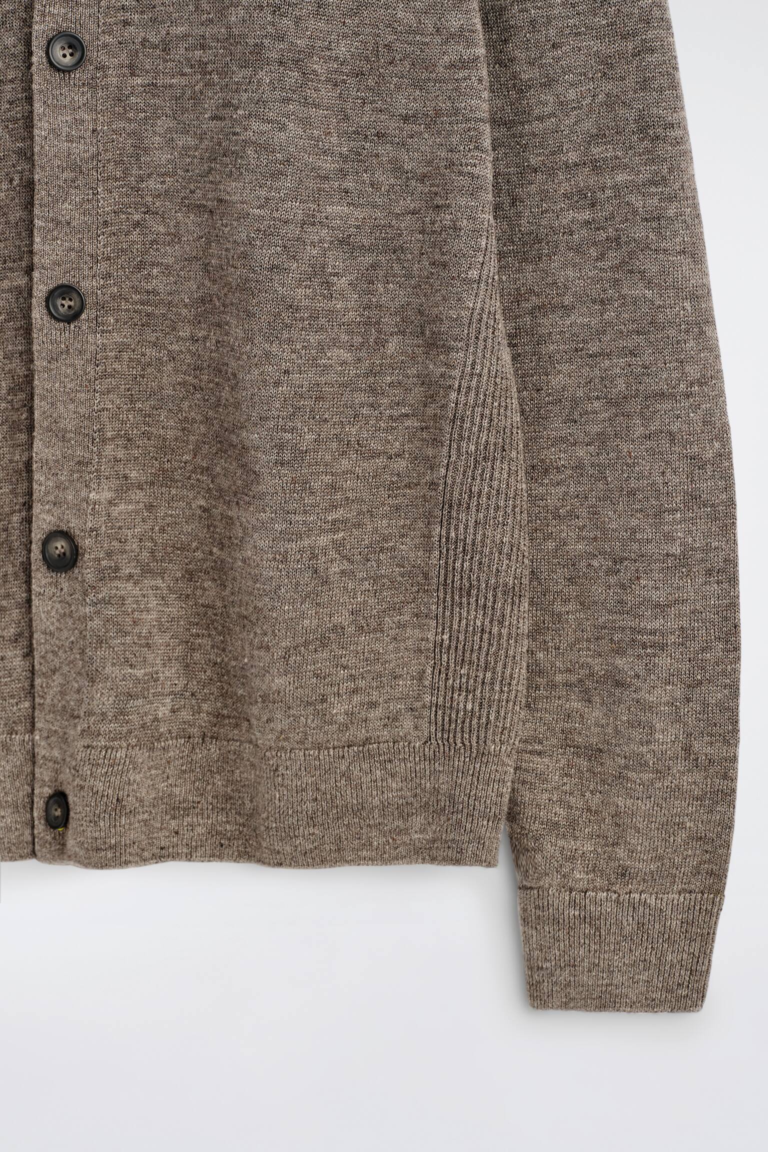 CARDIGAN EN MAILLE DE LIN - TAUPE CHINÉ - 6