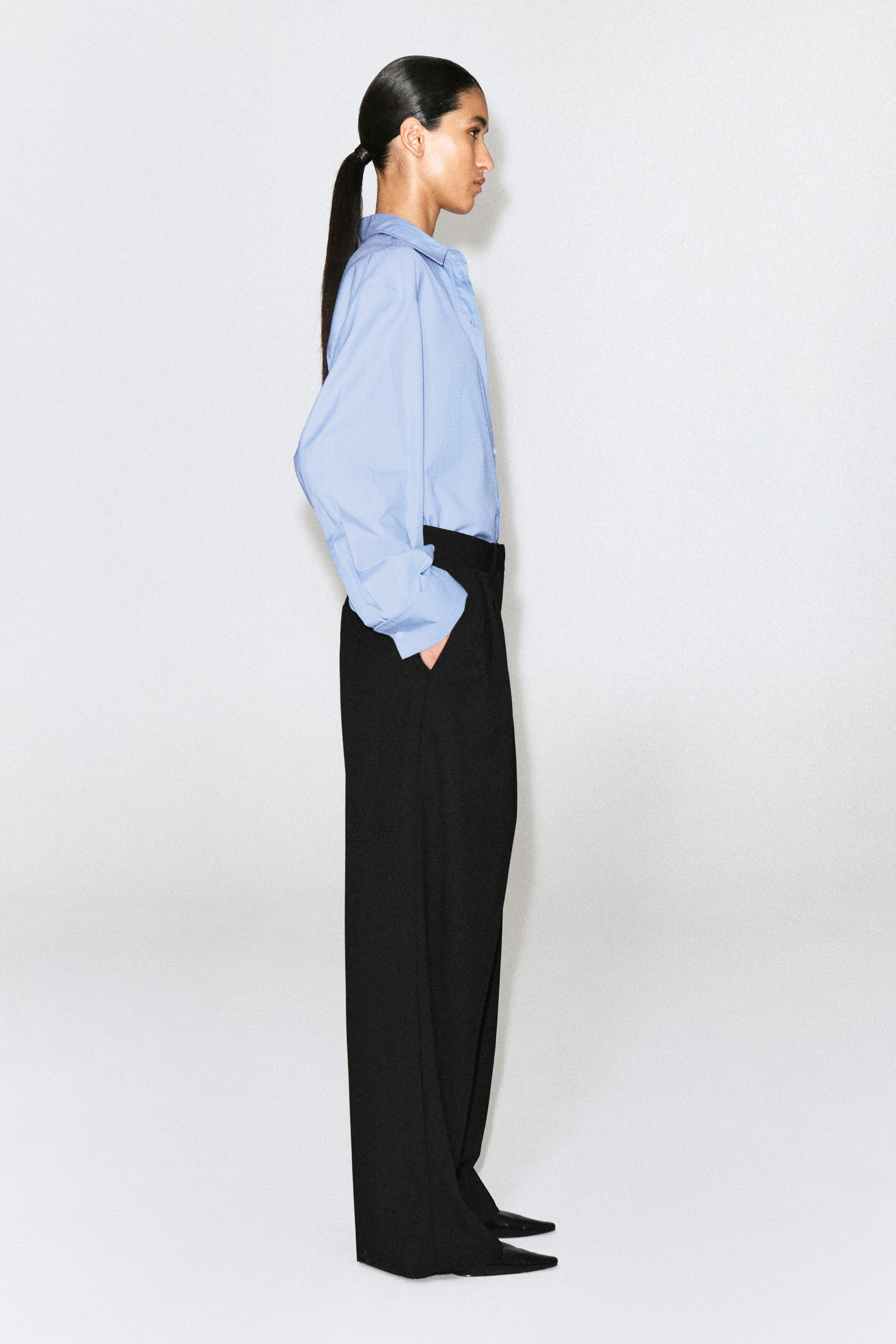 RELAXED TWILL WIDE-LEG PANTS - thumbnail 6