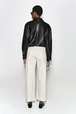 FOLDED CURVED-LEG TURN-UP JEANS — WHITE 5