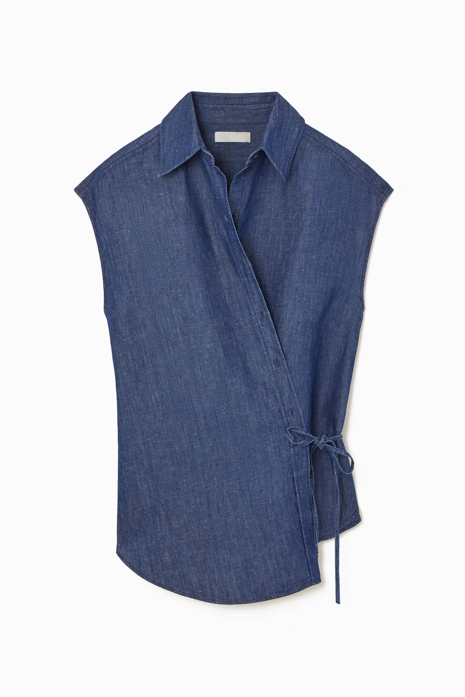 REGULAR DENIM WRAP SHIRT - BLUE