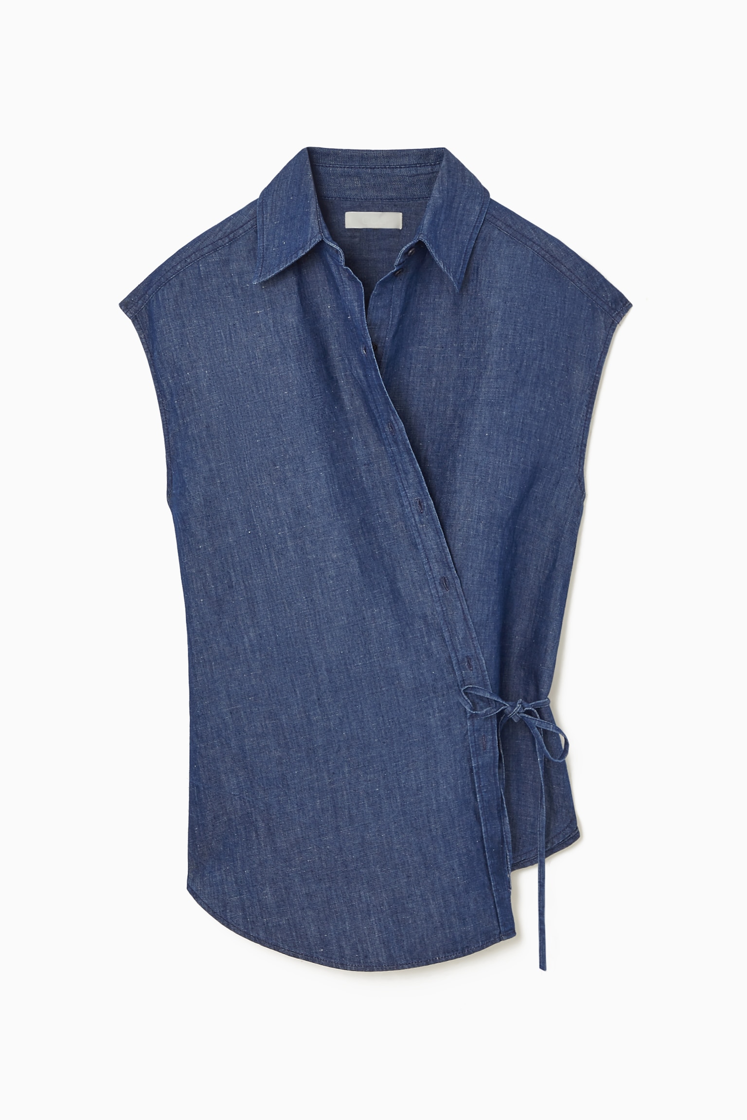 REGULAR DENIM WRAP SHIRT - BLUE