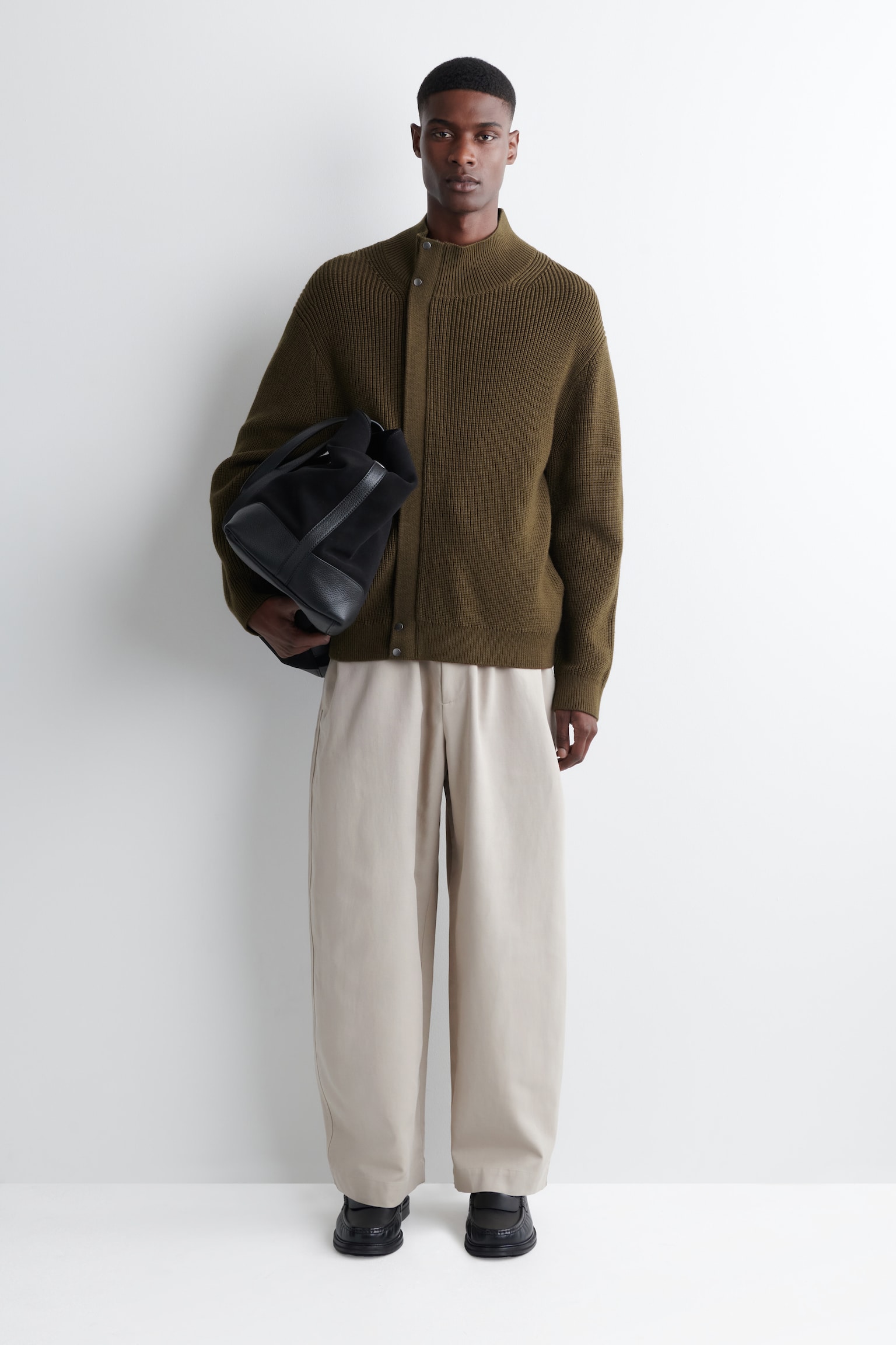 PANTALON BARREL TAILLE AJUSTABLE - BEIGE/NOIR