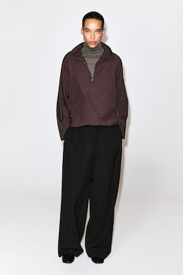 ZIP-UP BLOUSON SHIRT — BURGUNDY 3