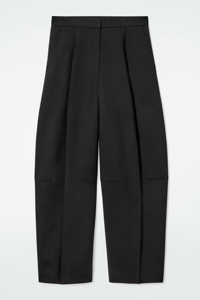 WOOL-BLEND WIDE-LEG TROUSERS - BLACK - 1