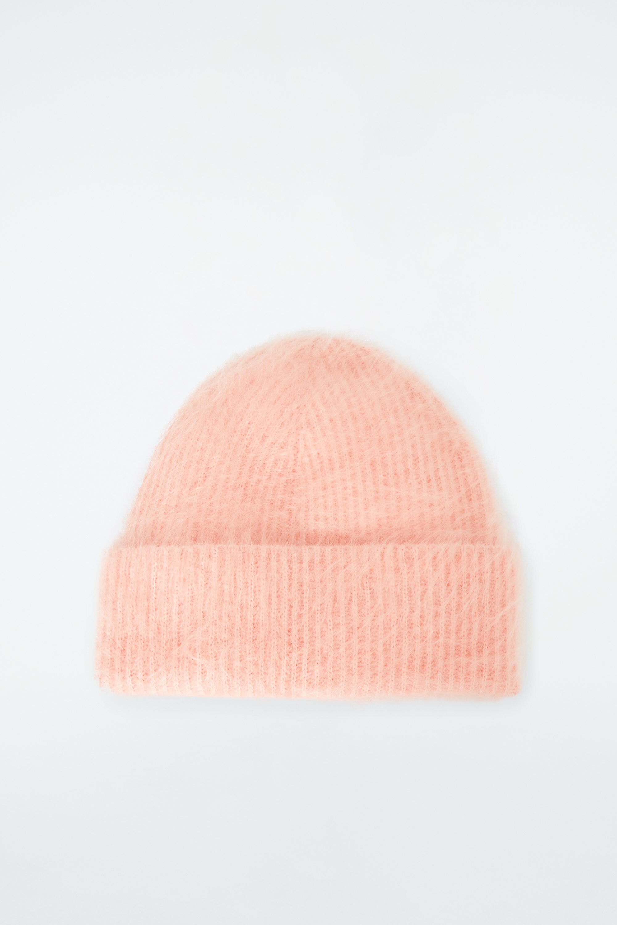 RIBBED MOHAIR BEANIE - POWDER PINK | COS