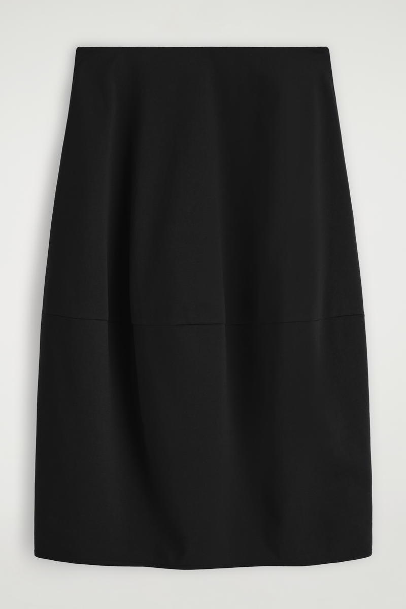 Cos Jupe Midi Silhouette Arrondie En Coton In Black