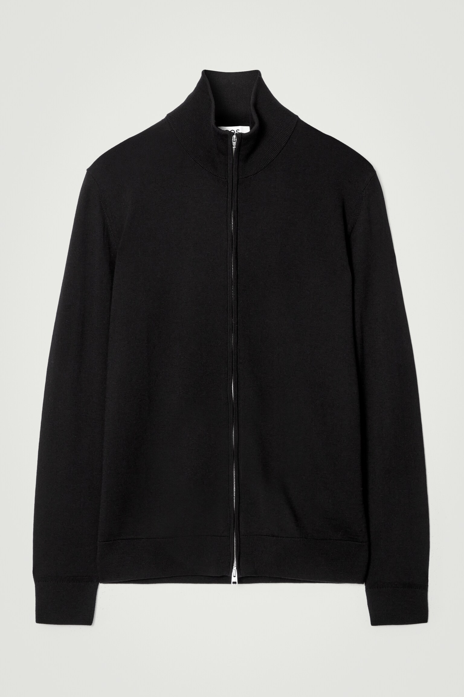 CARDIGAN IN LANA MERINO CERNIERA E COLLO A IMBUTO - NERO - 2