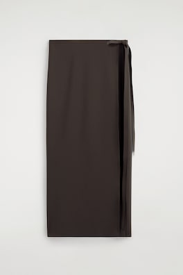 SARONG WRAP SKIRT — DARK BROWN 5