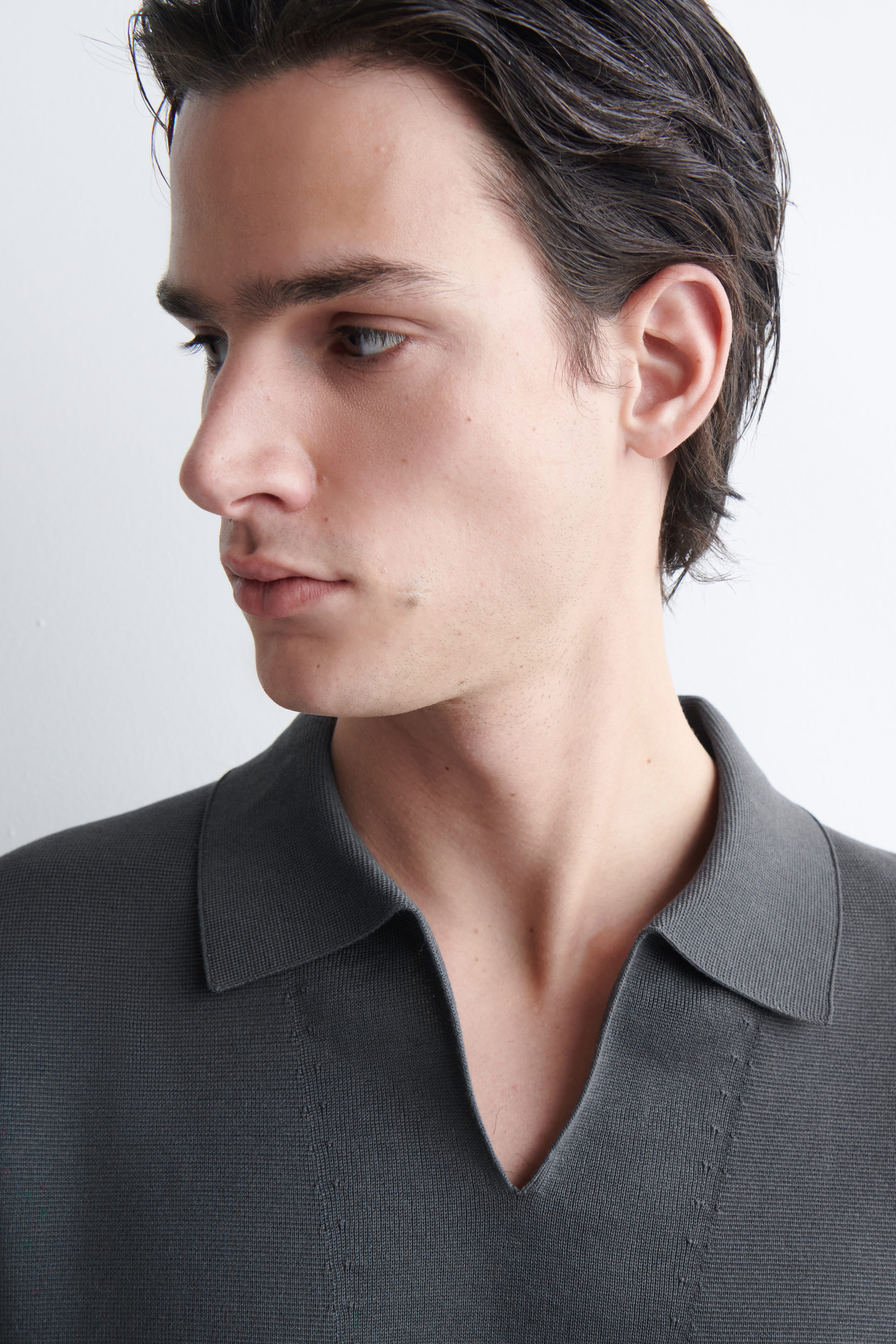 MILANO-KNIT COTTON POLO SHIRT - DARK GRAY | COS US