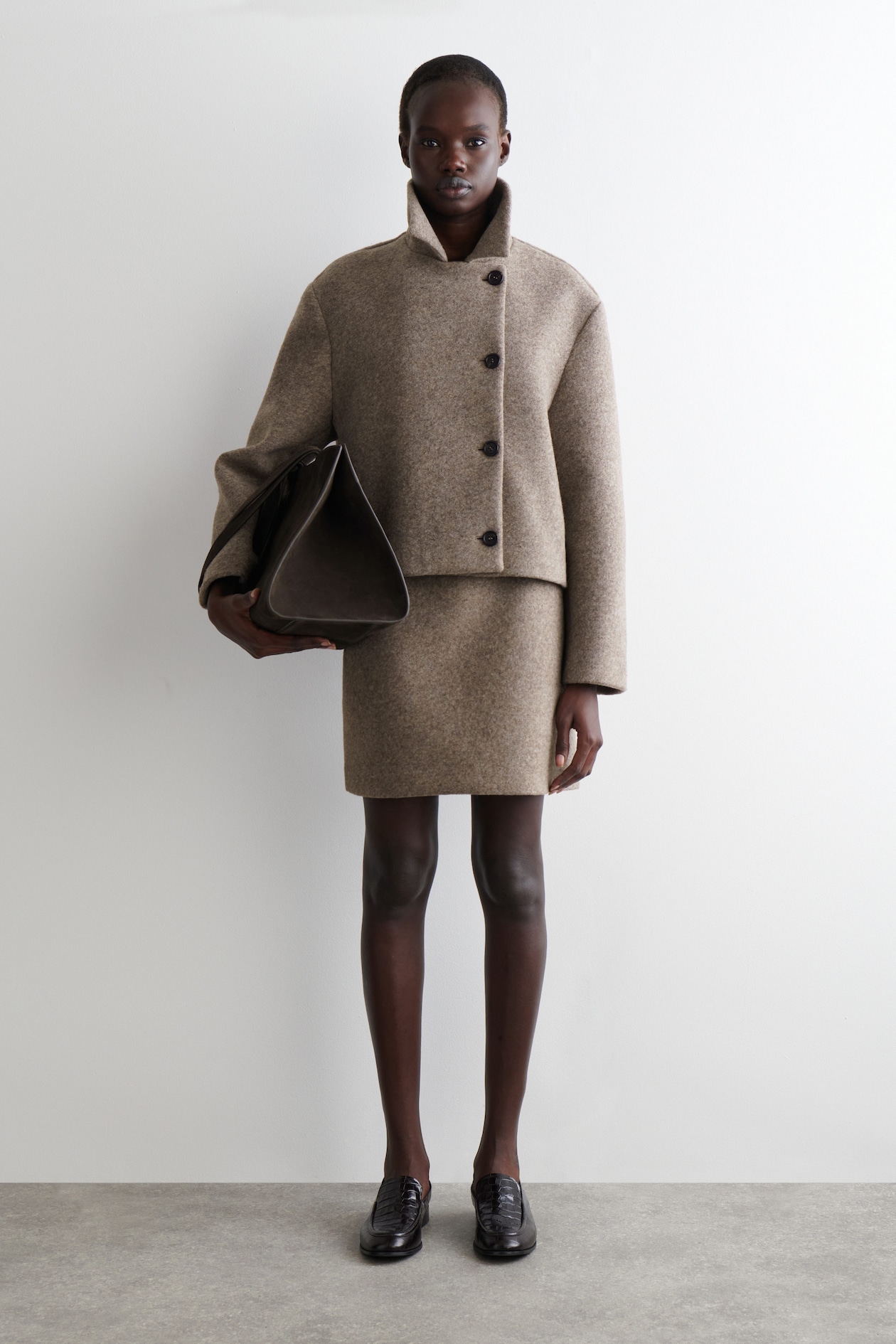 BOILED WOOL-BLEND MINI SKIRT - BEIGE MÉLANGE | COS GB