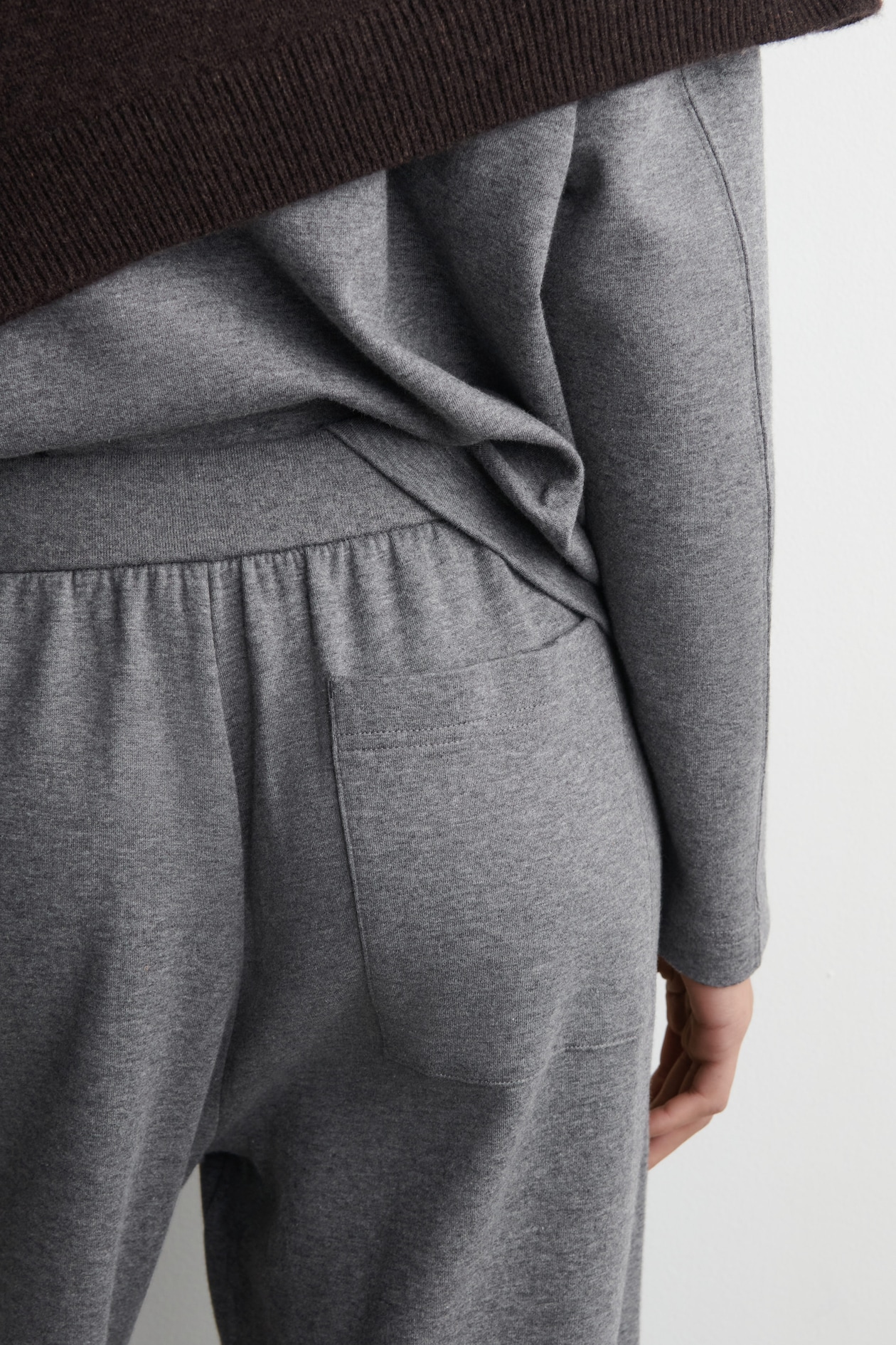 WIDE-LEG COTTON JOGGERS — GREY MÉLANGE