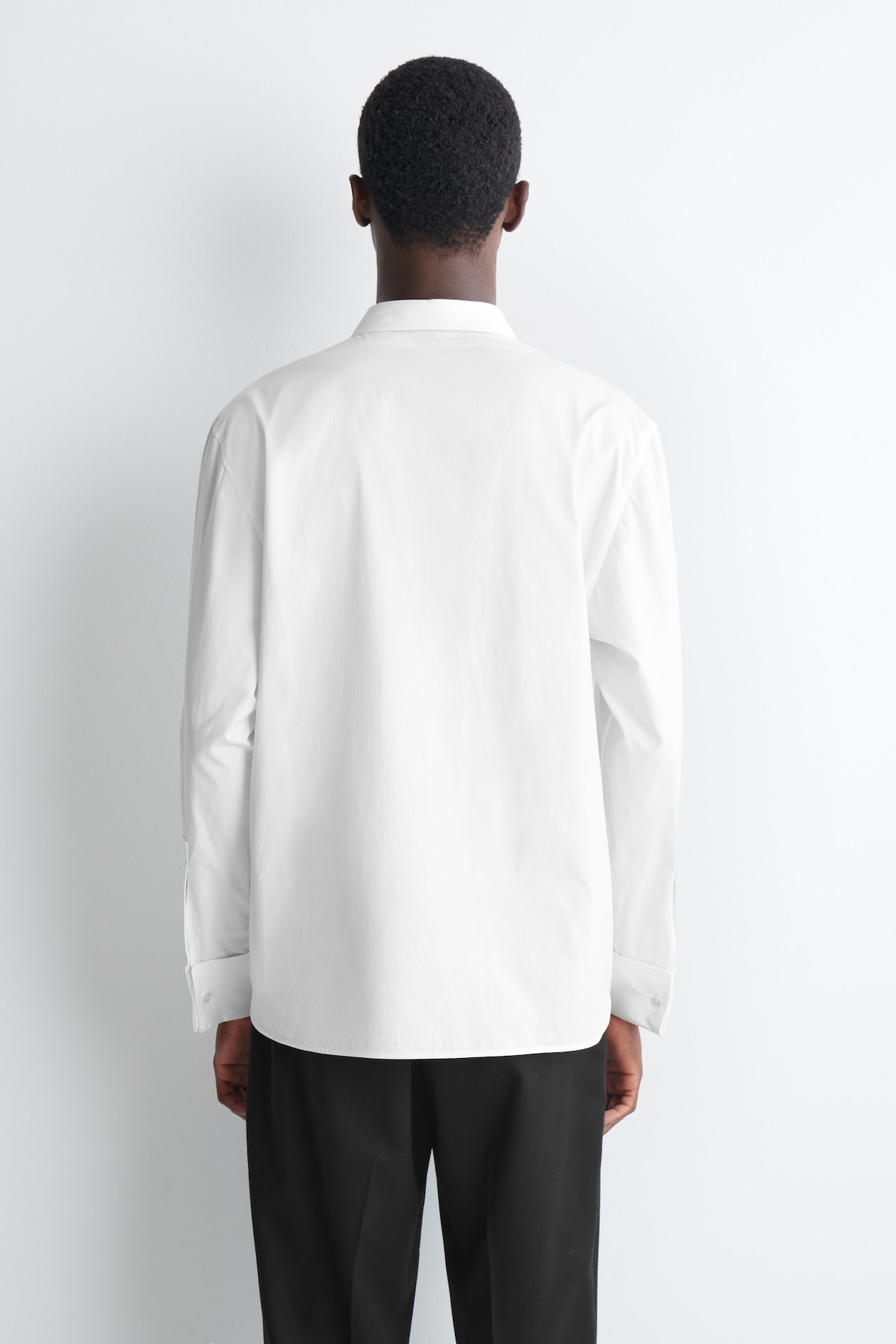 PINTUCKED COTTON TUXEDO SHIRT — CHALK
