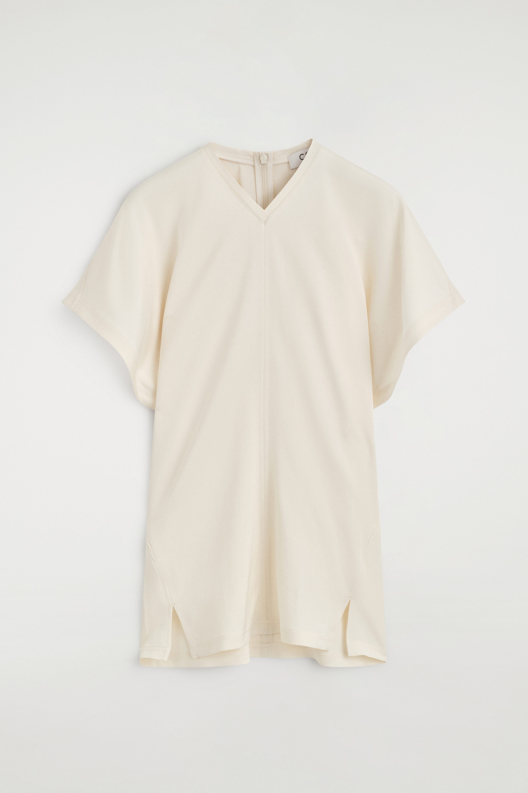 DRAPED CREPE V-NECK TOP