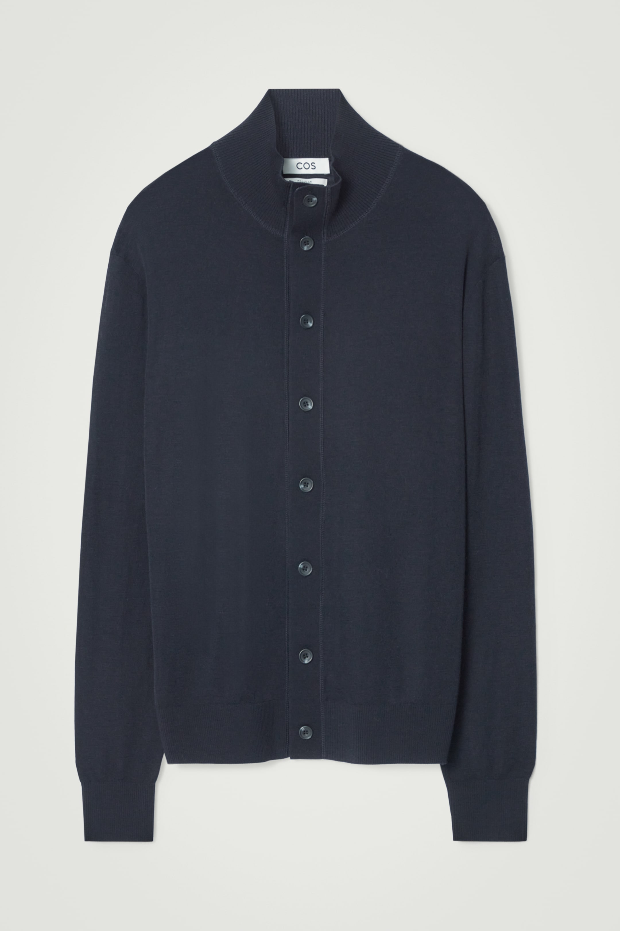 Größeres Bild ansehen: STRICKJACKE AUS MERINOWOLLE MIT STEHKRAGEN - NAVYBLAU - Men | H&M DE 1