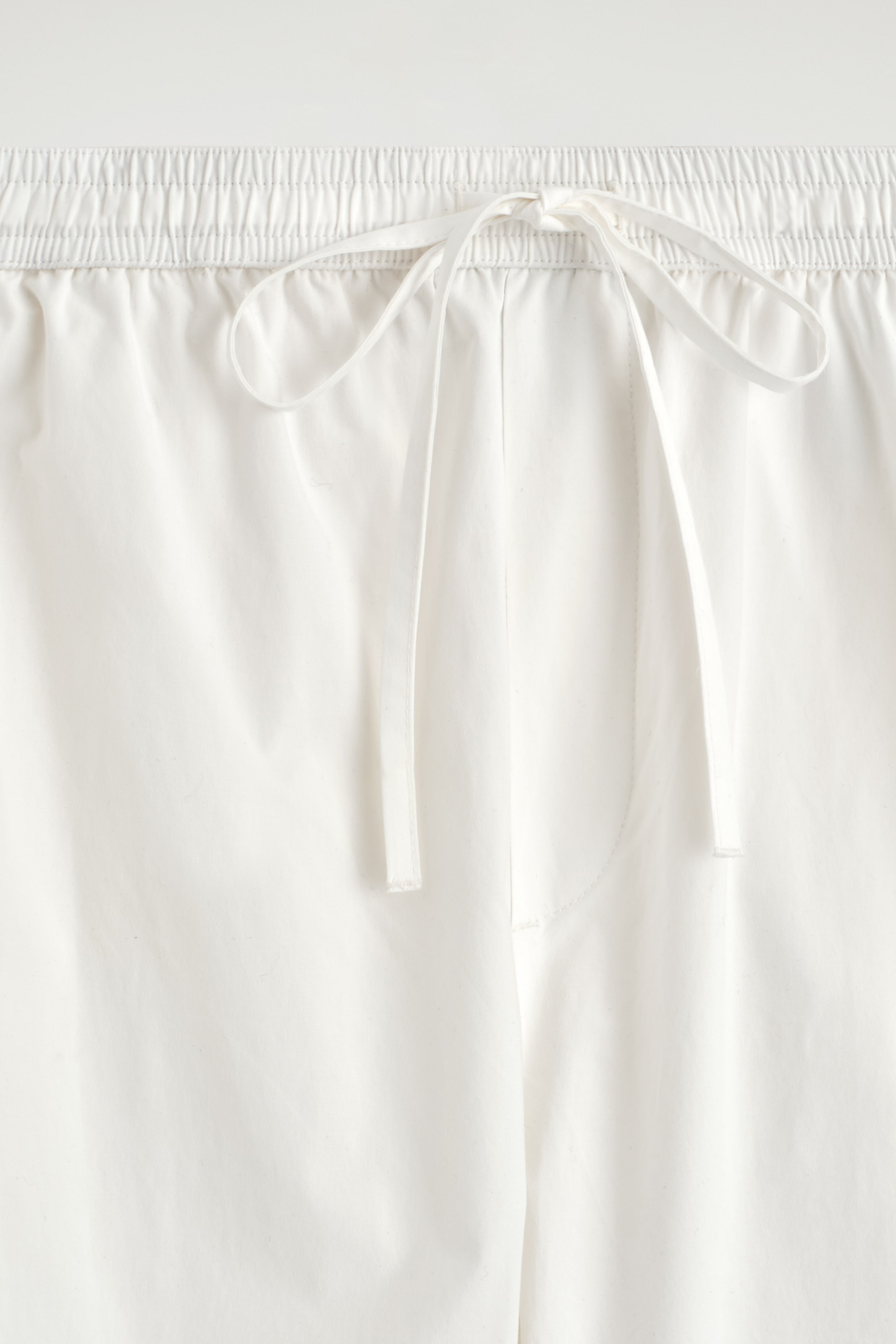 Washed White Drawstring Women's WHITE COTTON STRAIGHT-LEG DRAWSTRING TROUSERS | H&M GB