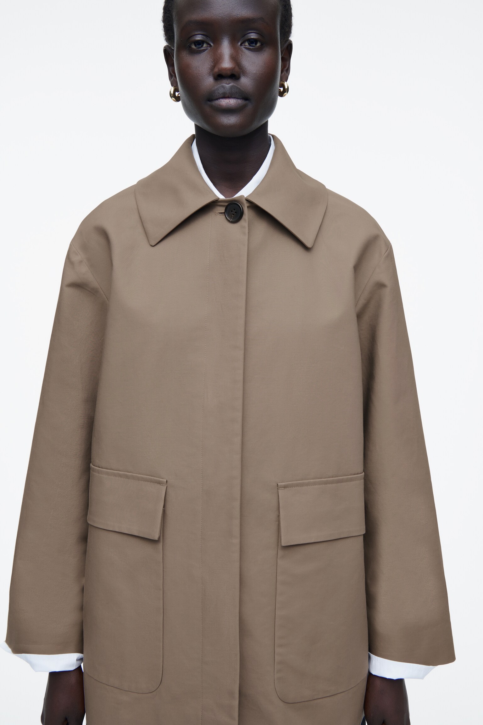 CAR COAT AUS BAUMWOLLE MIT KRAGEN - BEIGE - 3