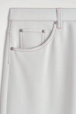 DENIM-EFFECT SILK MIDI SKIRT — LIGHT GRAY 5