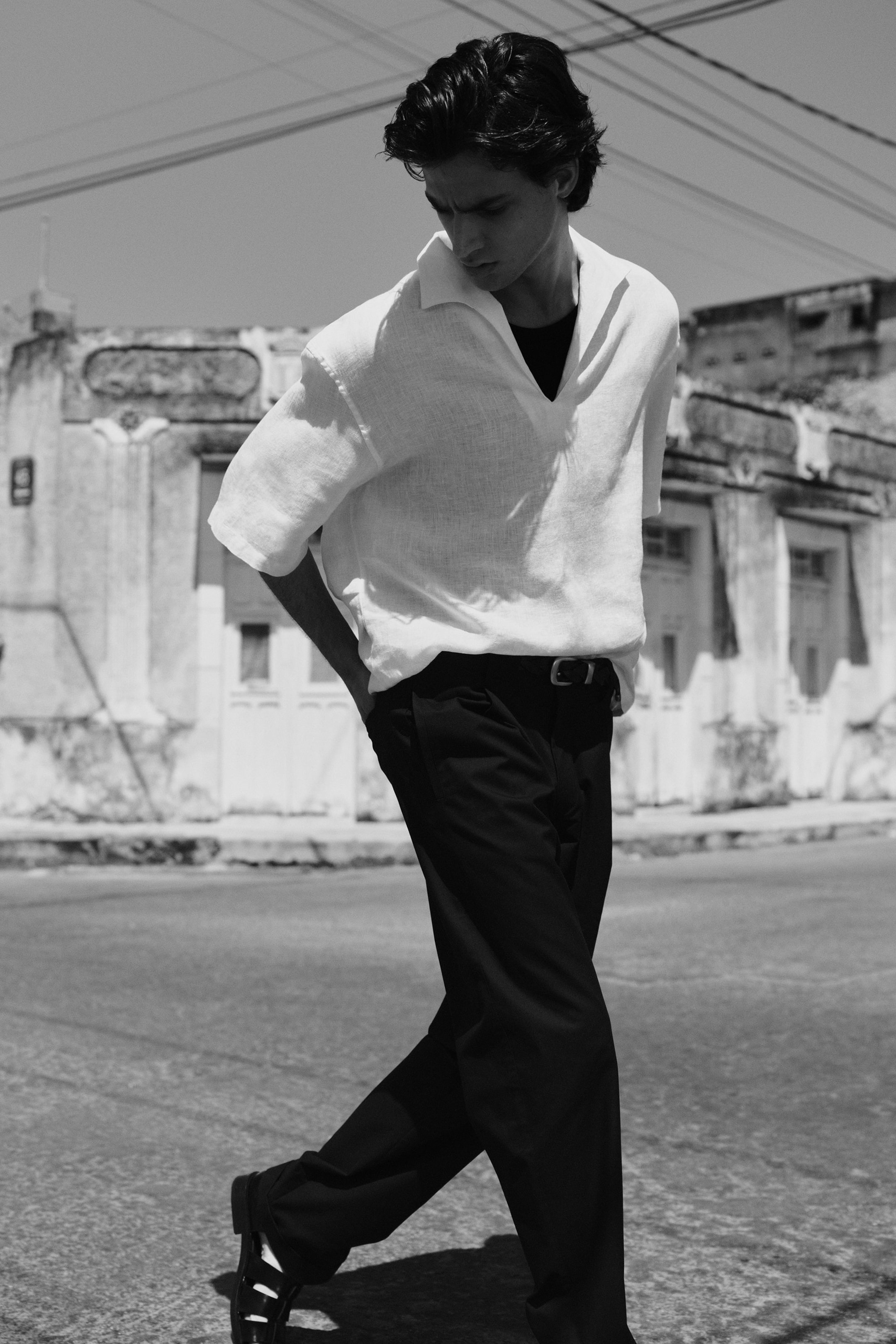 PANTALONI AFFUSOLATI CON RISVOLTO IN COTONE