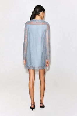 BOAT-NECK LACE MINI DRESS — LIGHT BLUE 4