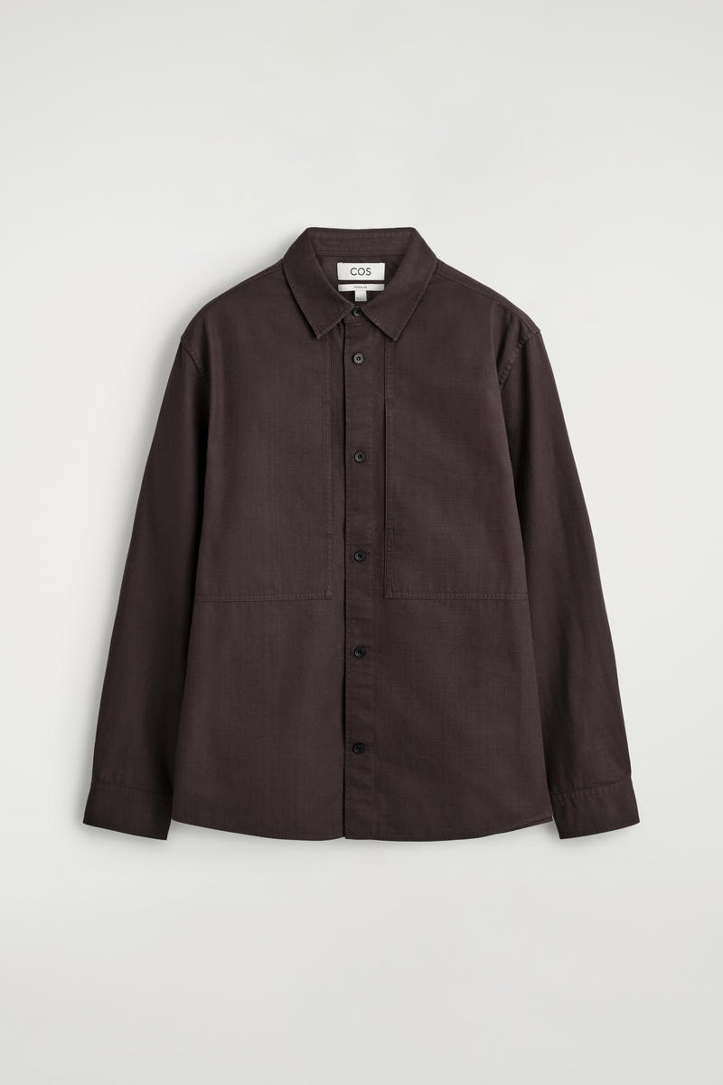 Cos Pocket-detail Cotton Shirt In Marrone In Brown