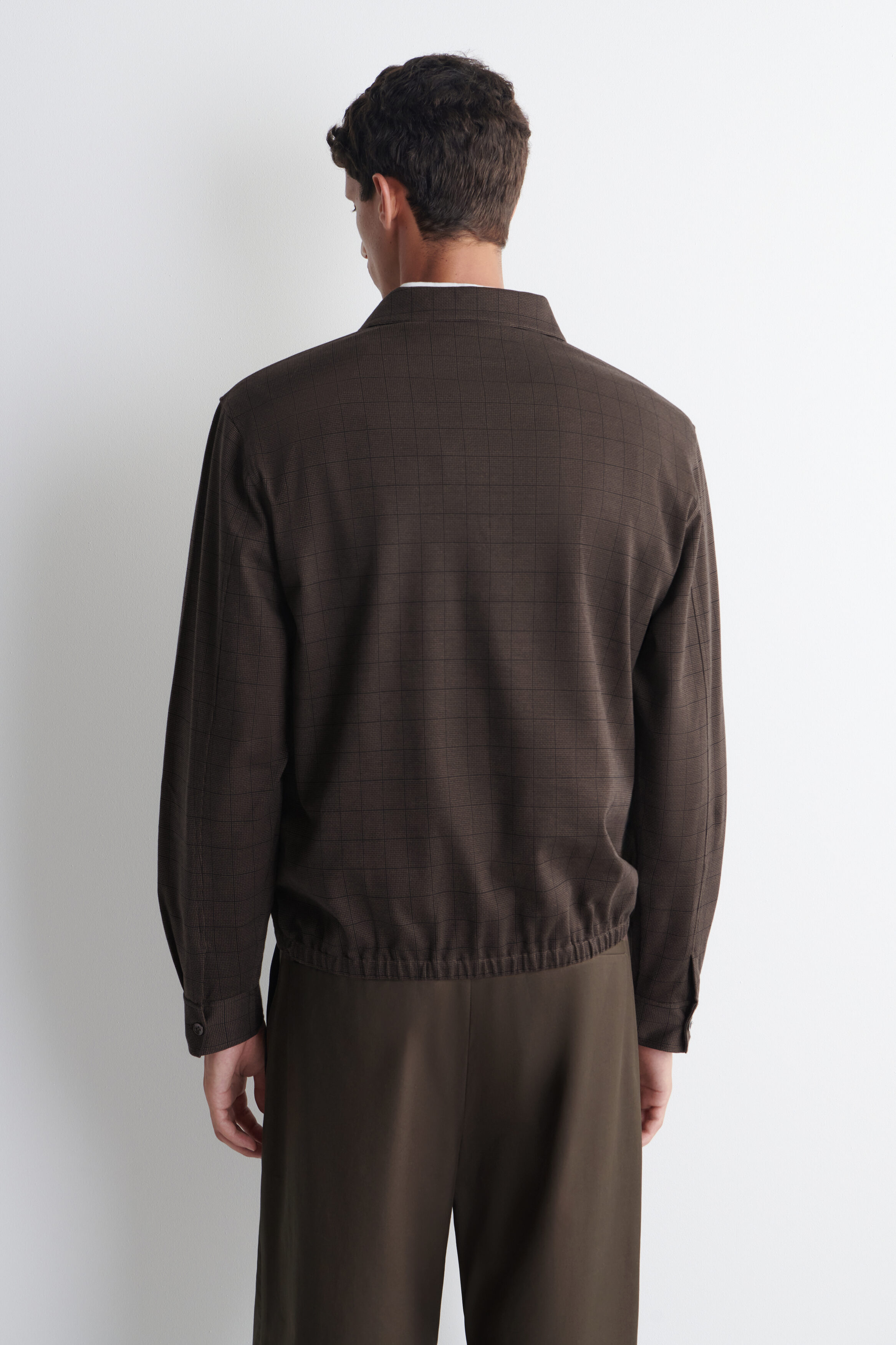 CHECKED COTTON JACQUARD ZIP-UP POLO SHIRT - thumbnail 4
