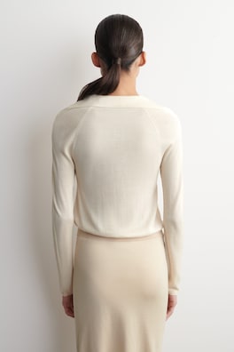 SHEER KNITTED SILK-CASHMERE BODYSUIT — IVORY 4